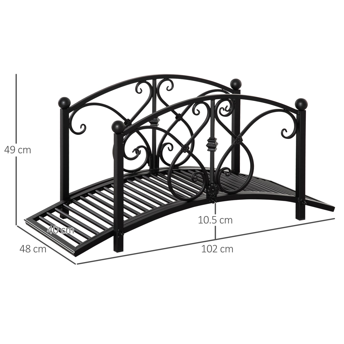 102L x 48W x 49H Classic Metal Garden Bridge