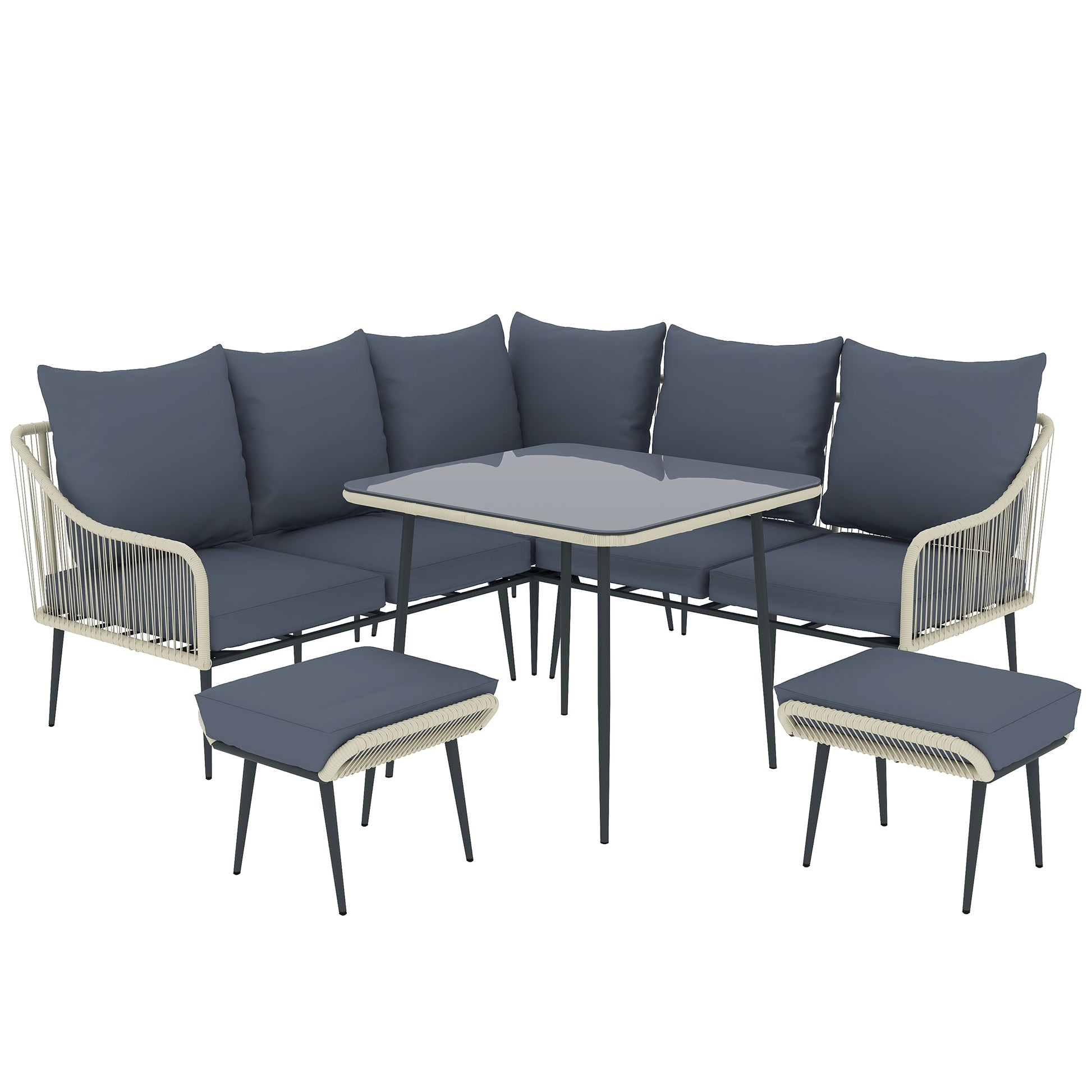 Six-Piece Rattan Strong Garden Sofa Set with Removable