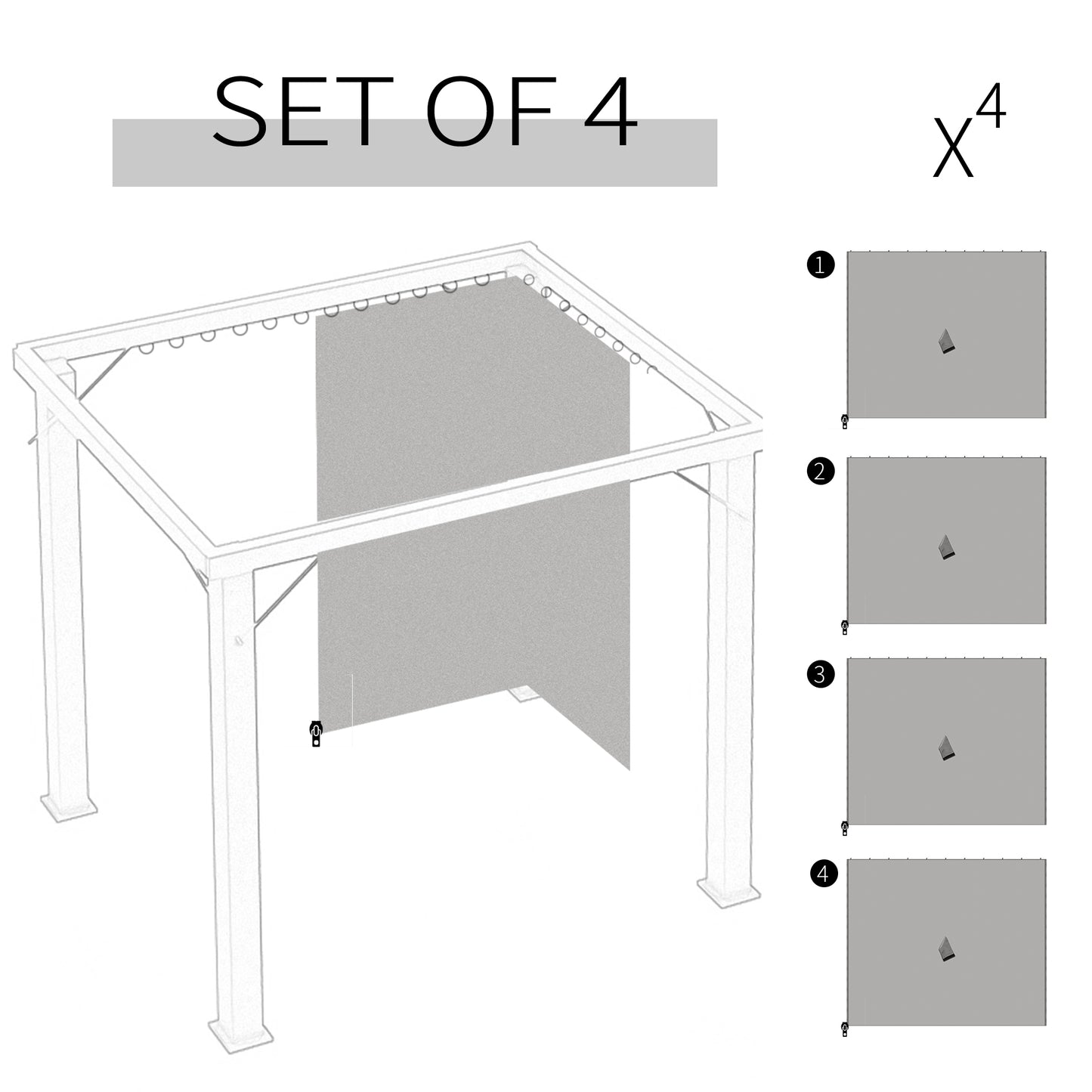 Set of Four 3 x 3m Gazebo Replacement Walls