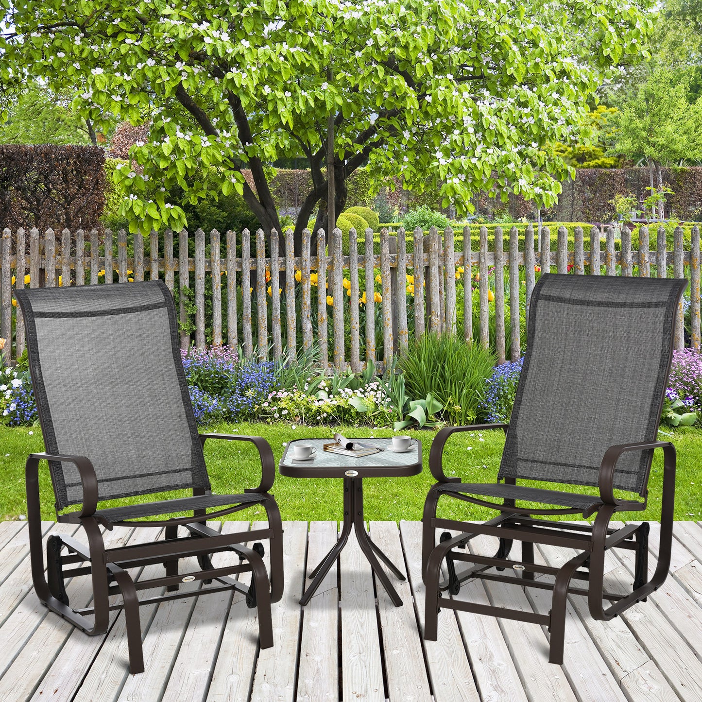 3 Pieces Garden Gliding Chair Set