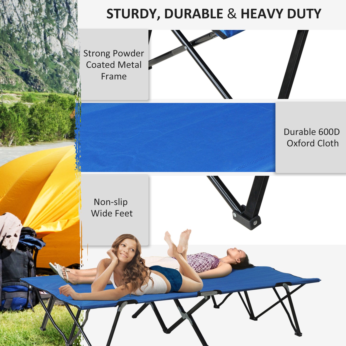 Double Camping Cot Bed, with Bag