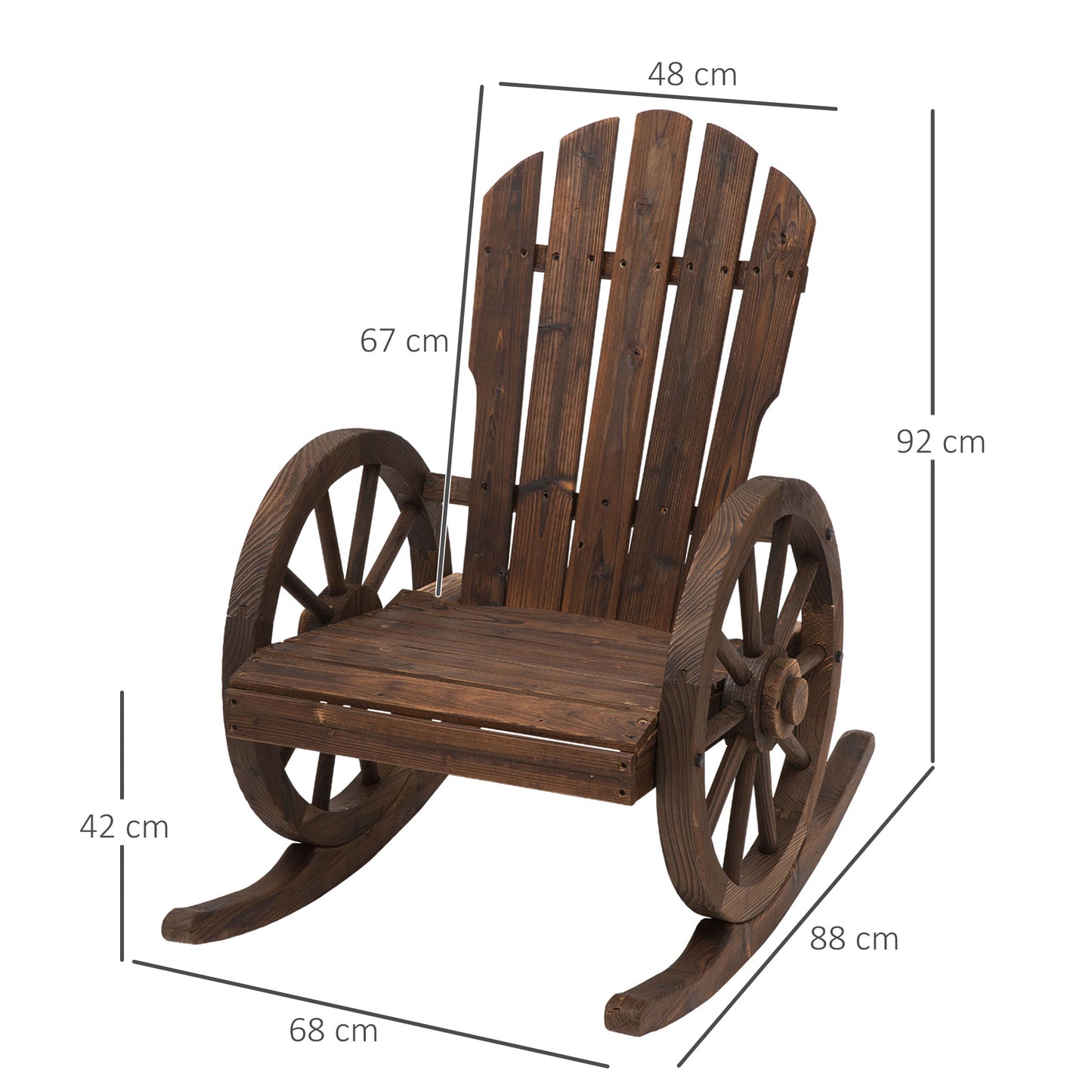 Wooden Adirondack  Rocking Chair Reclining Armchair Outdoor Garden