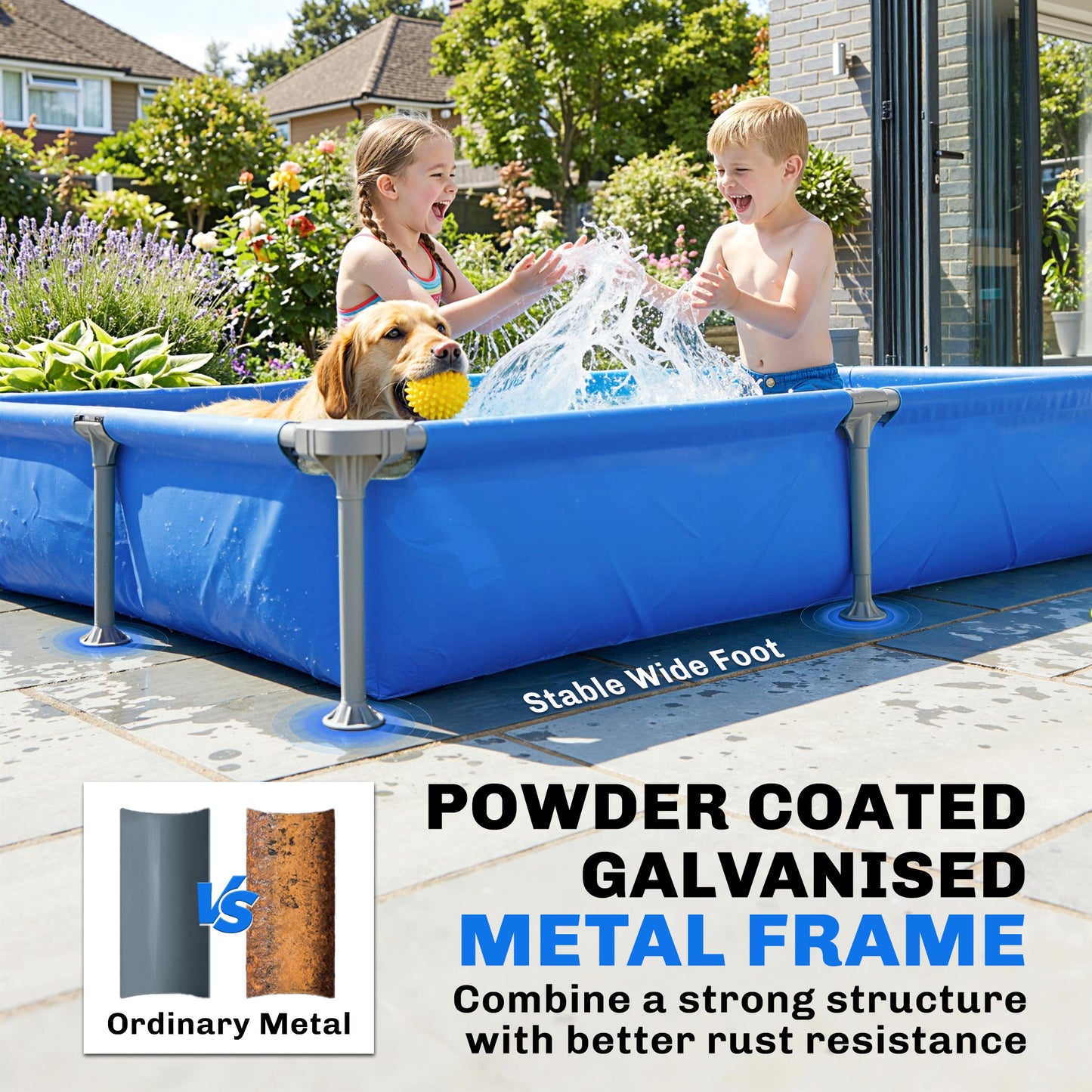Metal Frame Swimming Pool, Rectangular Above Ground Frame Pool