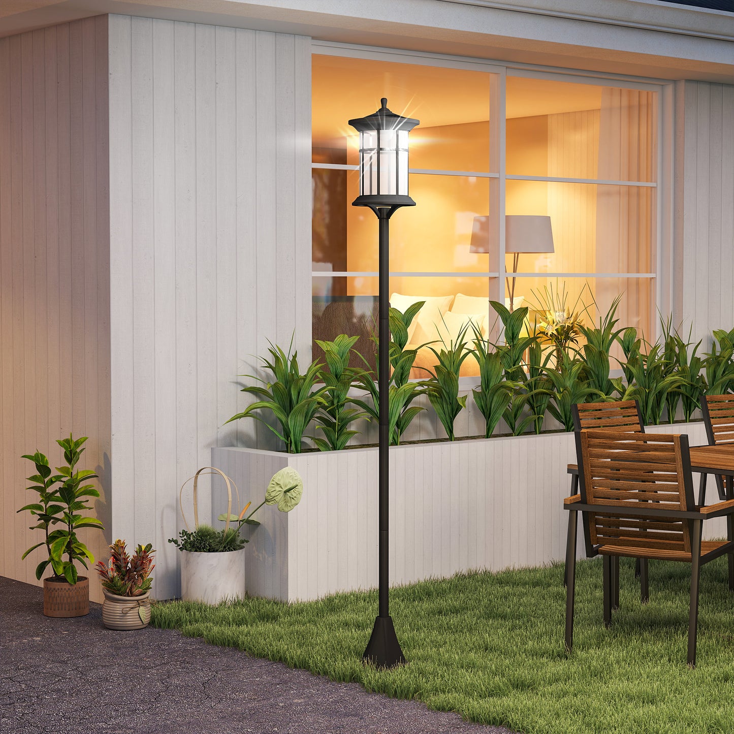 Set of Two 1.8m Traditional Style Solar Lamp Posts