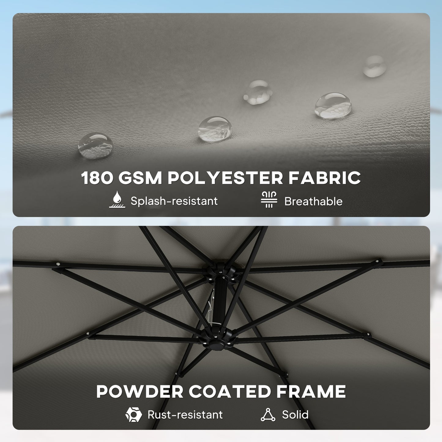 3 m Garden Cantilever Parasol with Cross Base, Sandbag