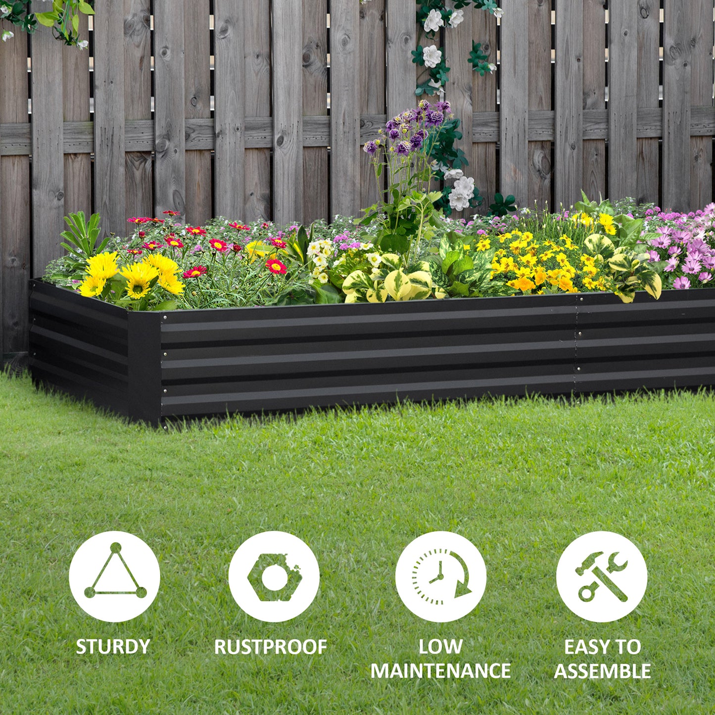 Metal Raised Garden Bed Planter Box Outdoor Planters (1)
