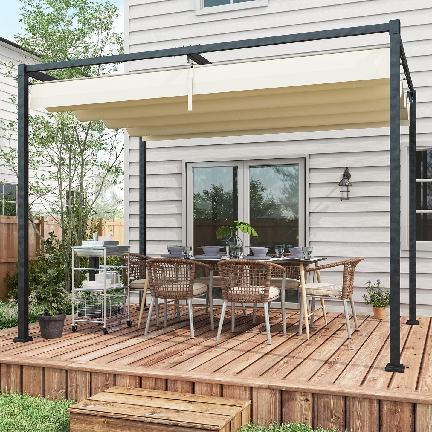 3x2m Metal Pergola with Retractable Roof