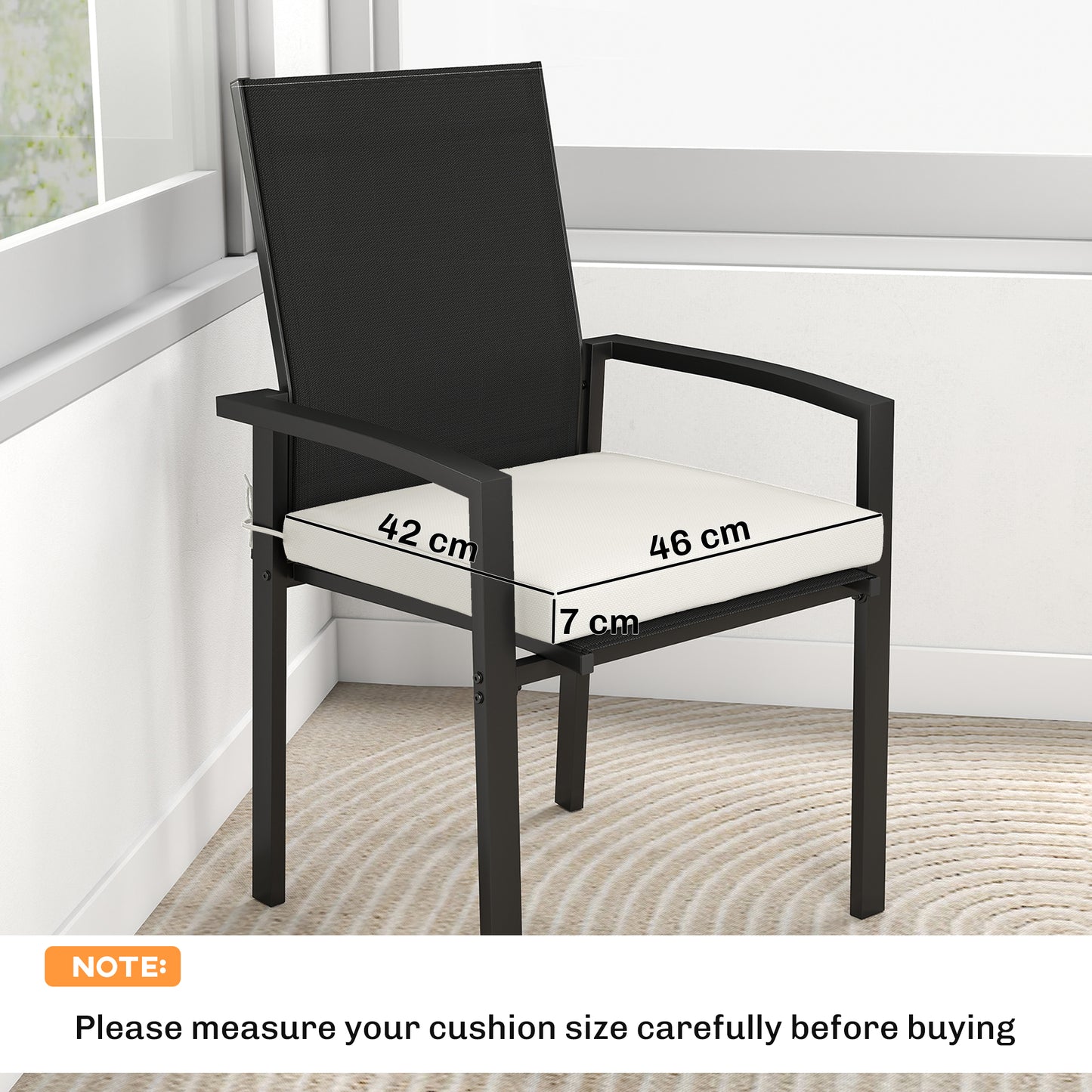 Set of 6 Outdoor Seat Cushions with Machine Washable Cover