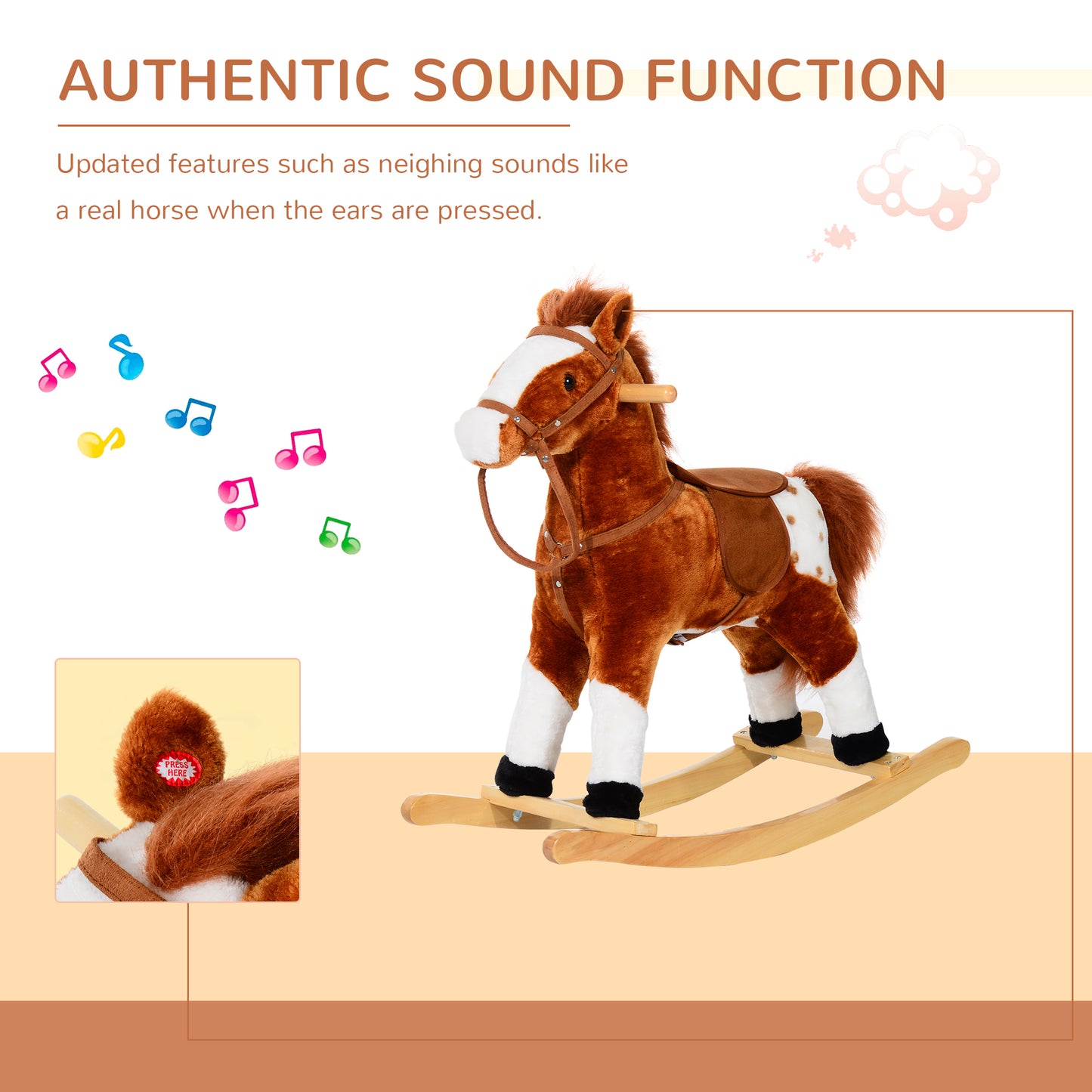 Baby Rocking Horse Plush Ride on Animals Rocker