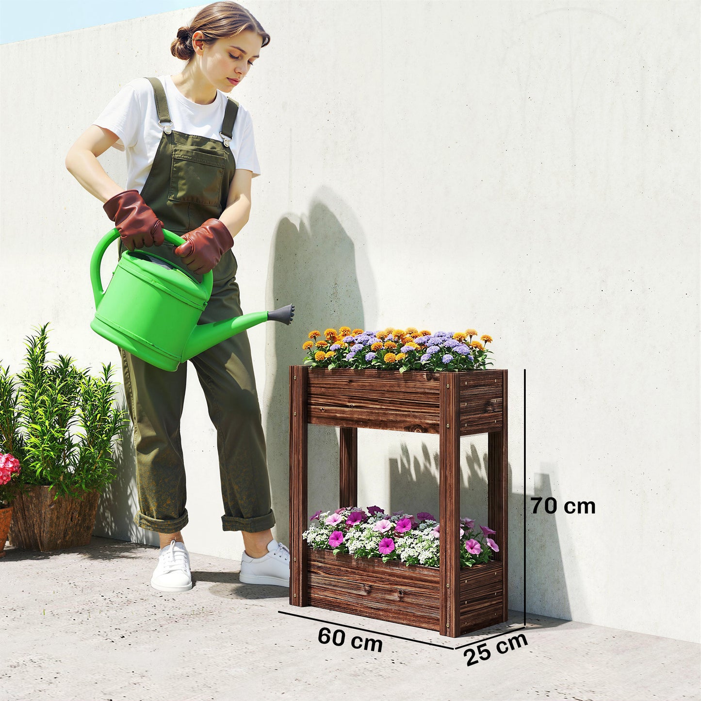 2-Tier Wooden Raised Planter
