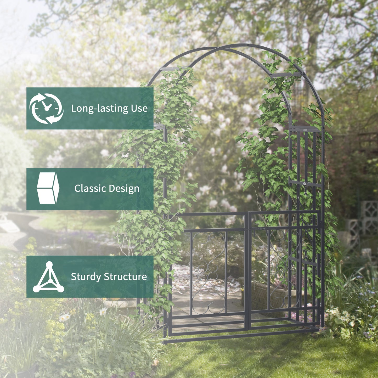 Outdoor Garden Arch with Double Gates