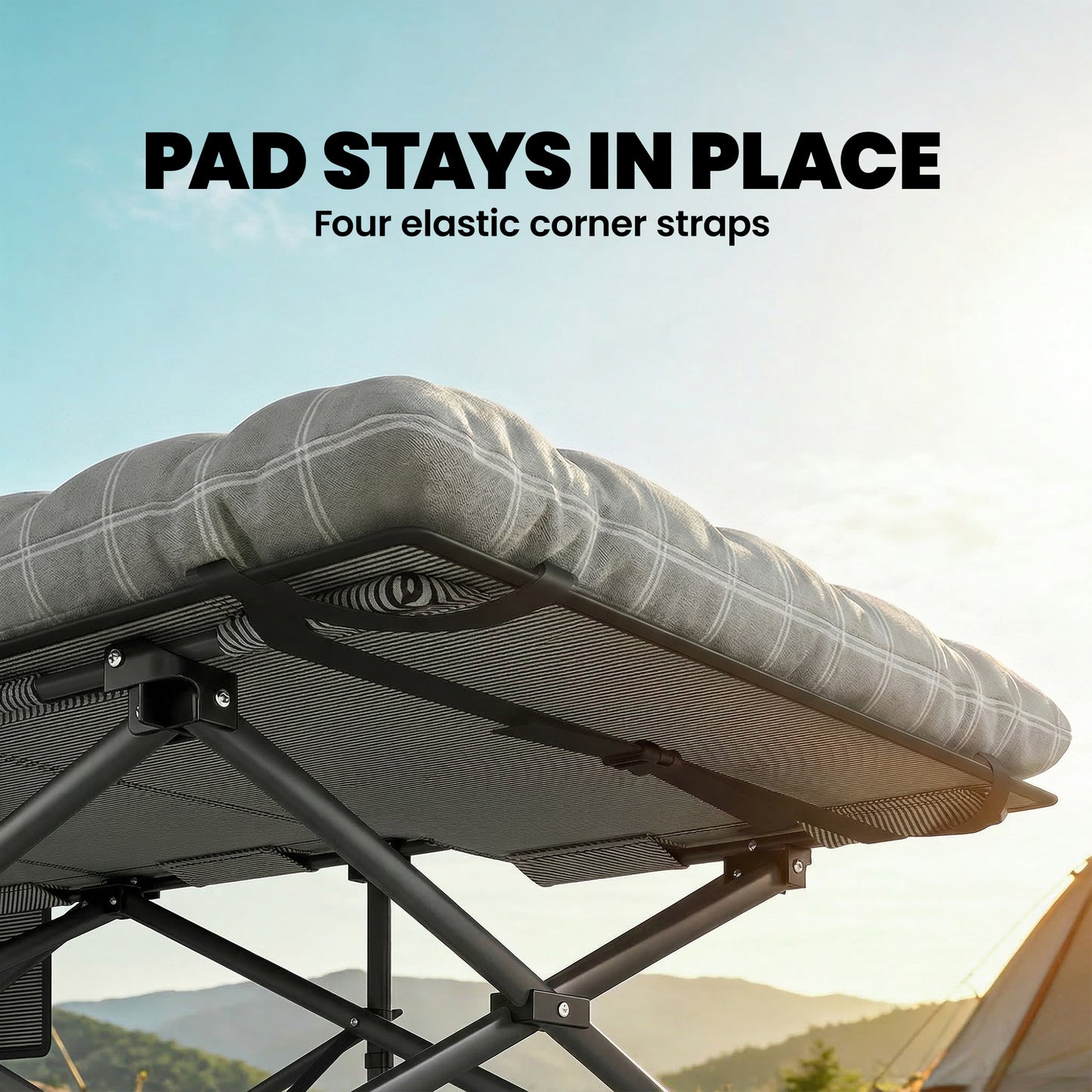 Camping Cot with Soft Pad, 80cm Extra Wide Folding Cots