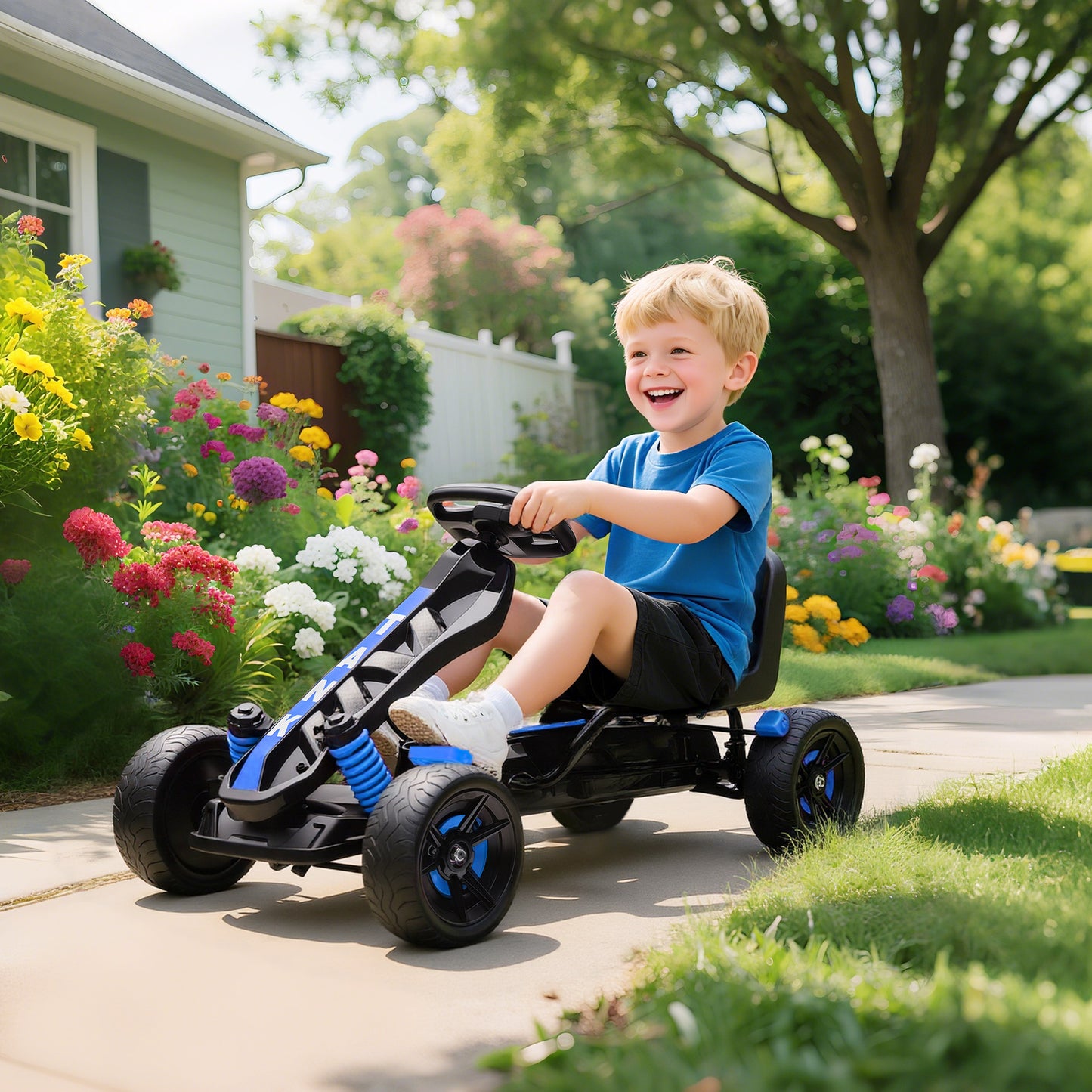 Pedal Go Kart for Kids Aged 3-6 Years, with Freewheel System, Brake