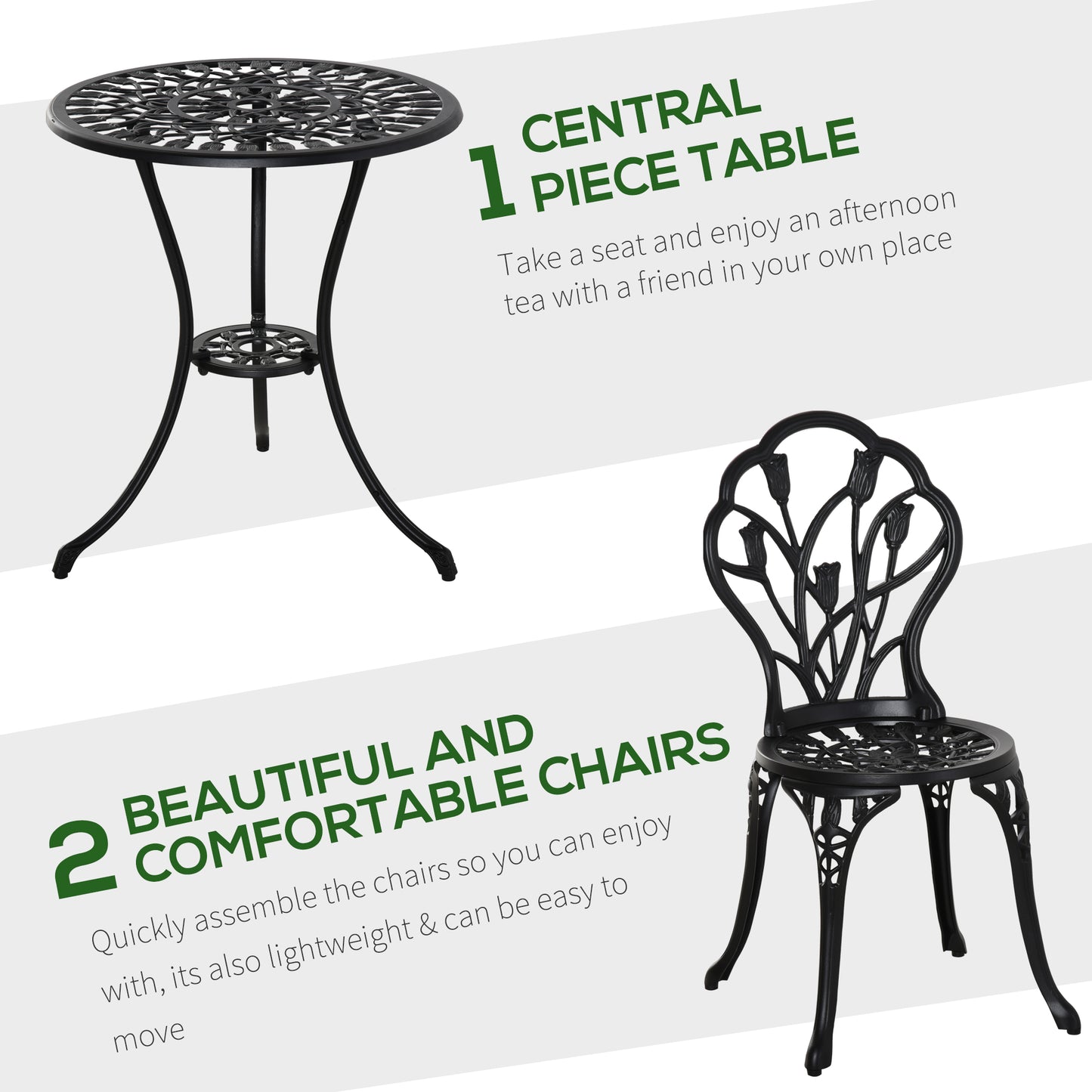 Three-Piece Aluminium Floral Bistro Garden Set