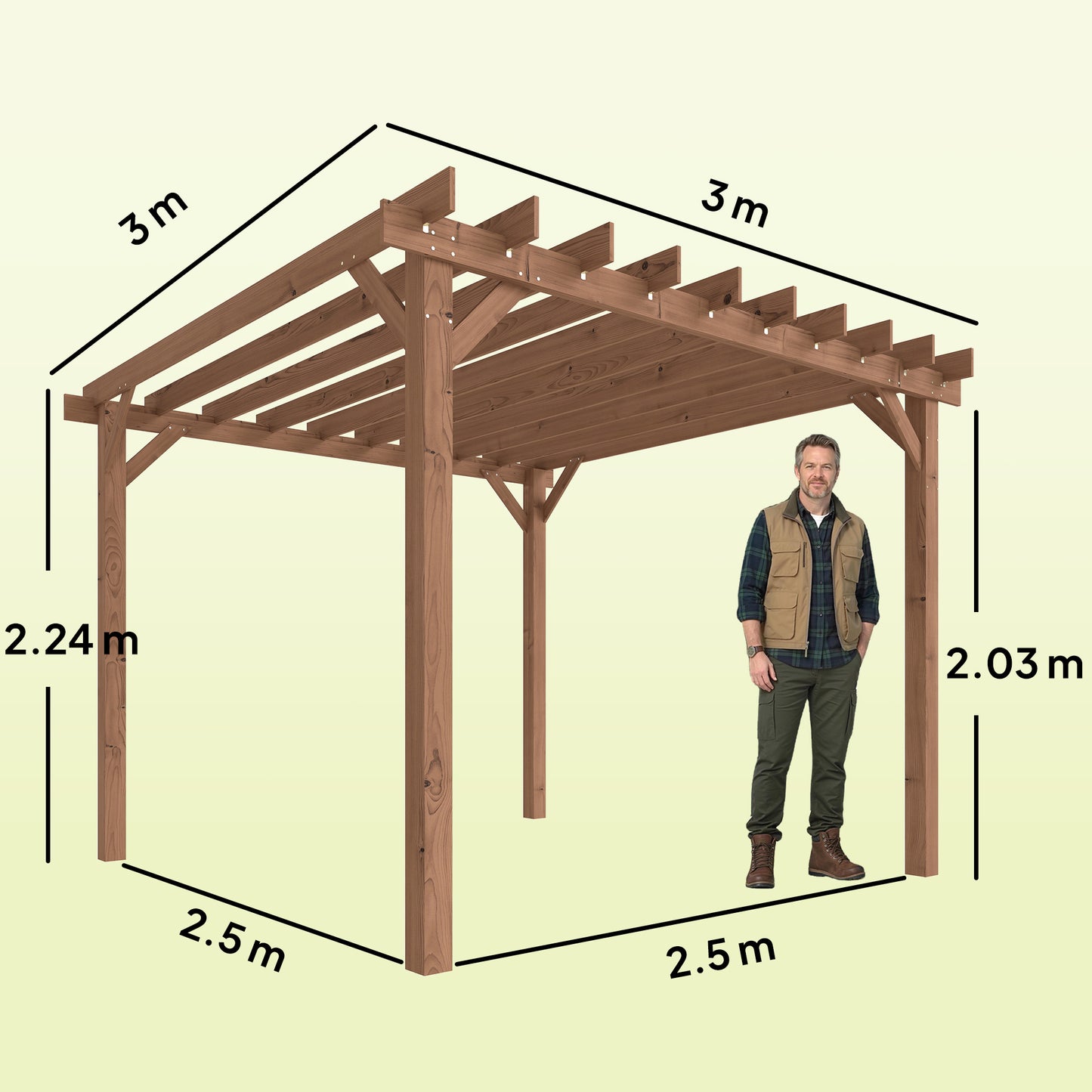 3 x 3 m Wooden Pergola Kit (2)
