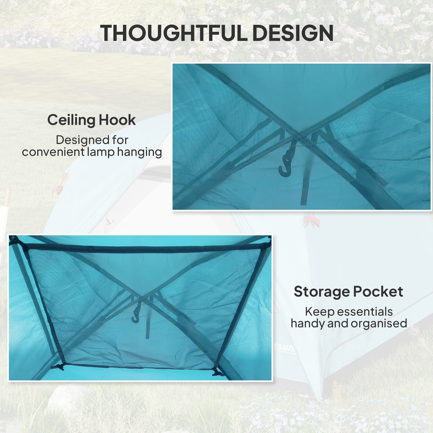 3-4 Person Camping Tent, Easy Set Up Waterproof Dome Tent (2)