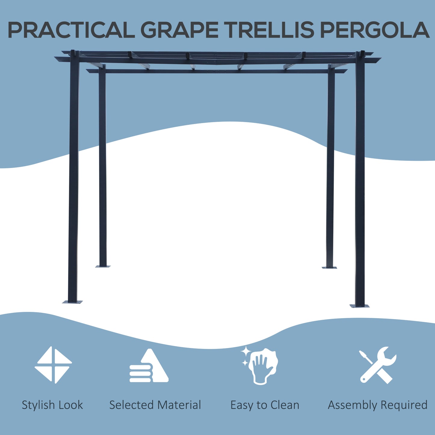 3 x 3 Meter Metal Pergola Garden Gazebo Grape Trellis