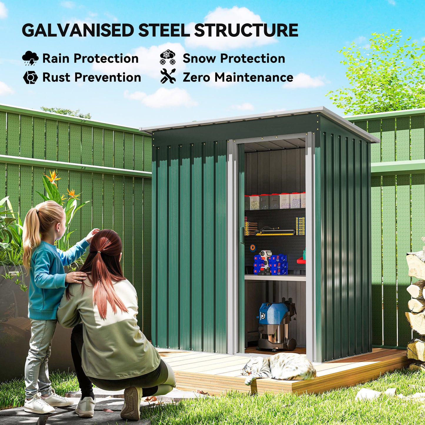 5 x 3ft Garden Storage Shed with Sliding Door