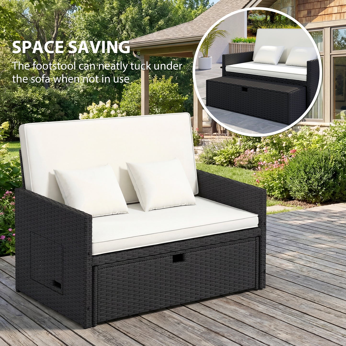 Rattan Garden Daybed, Double Sun Lounger