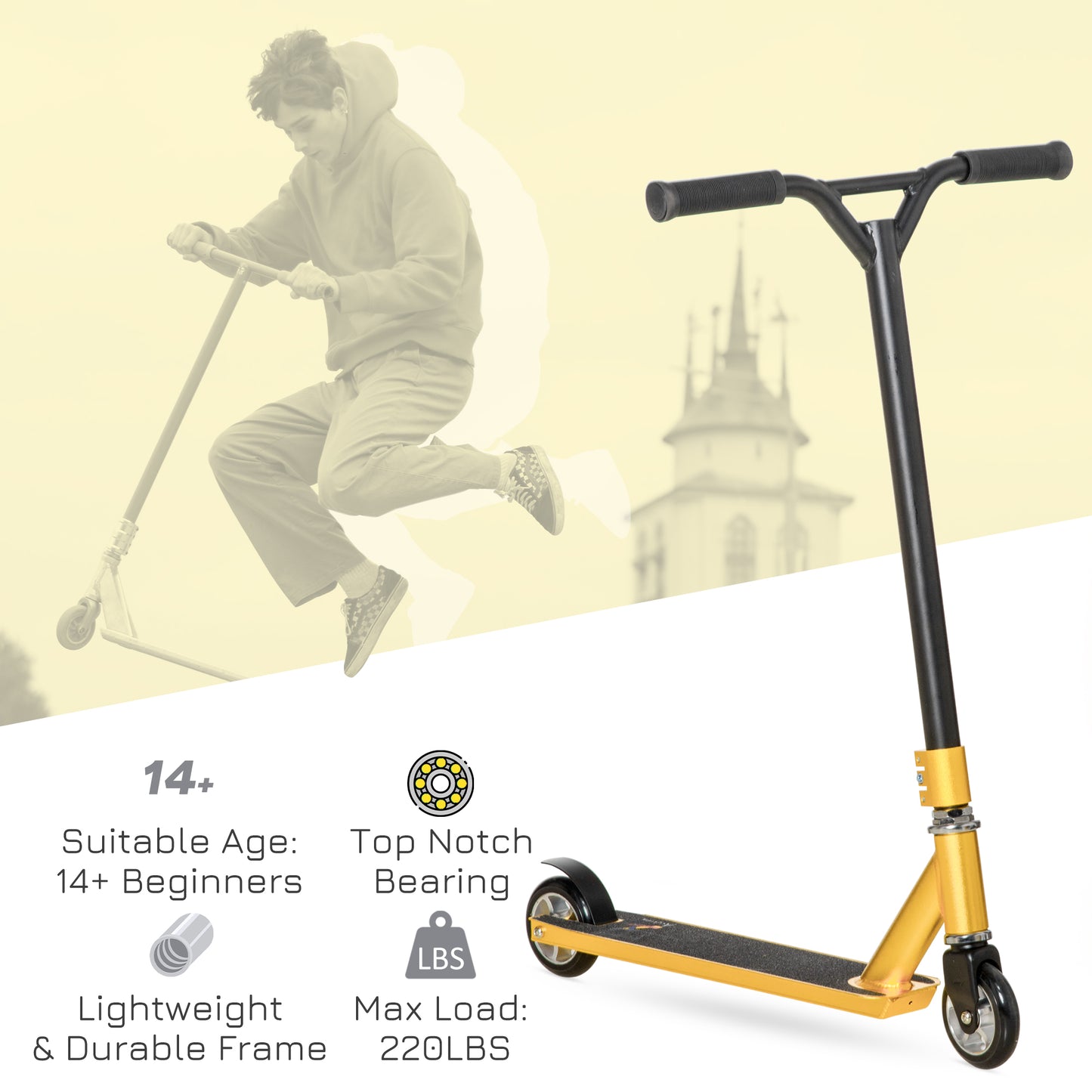 Stunt Scooter, 360° Entry Level Tricks Scooter w/ Lightweight