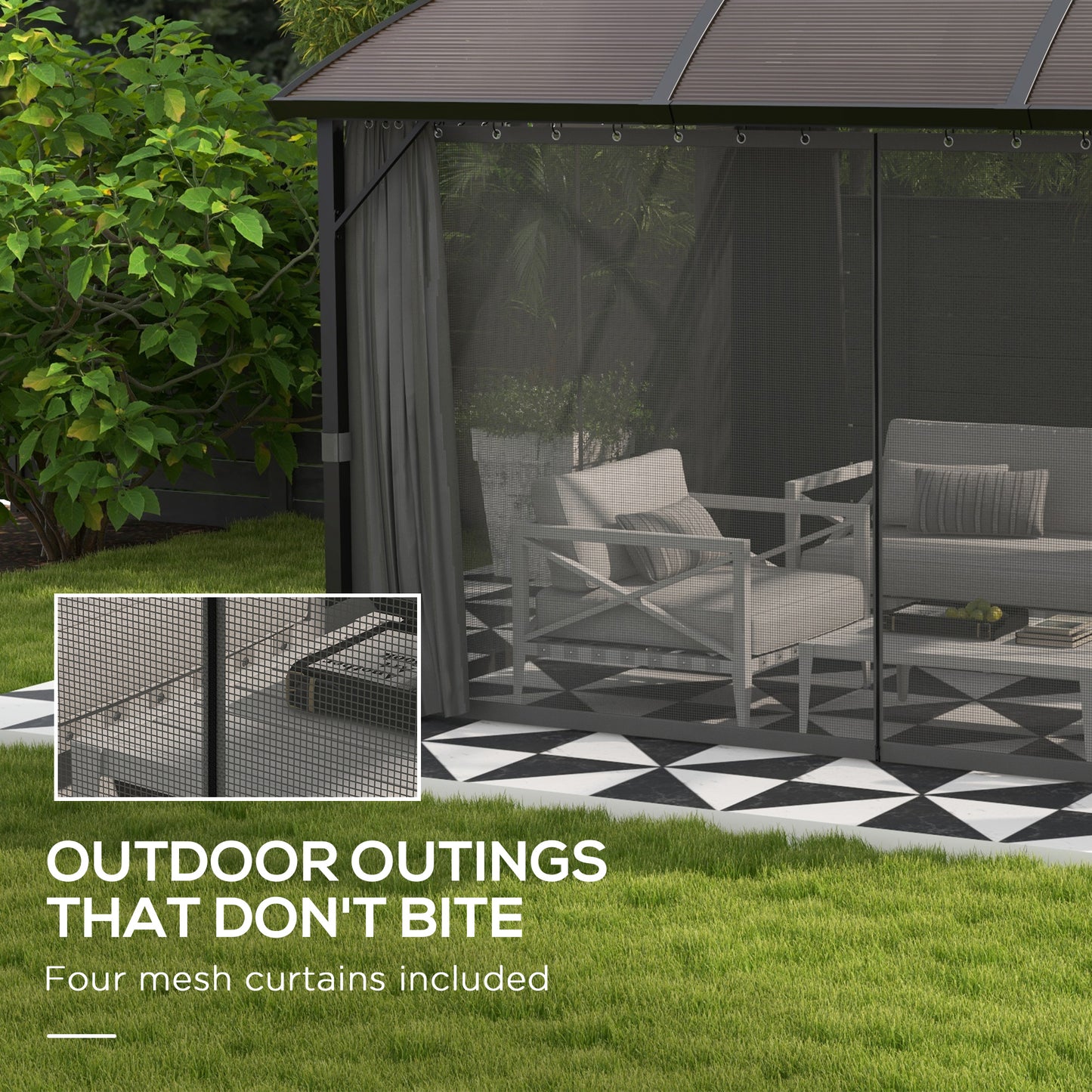 4 x 3m Aluminium Frame Hard Gazebo, with Accessories