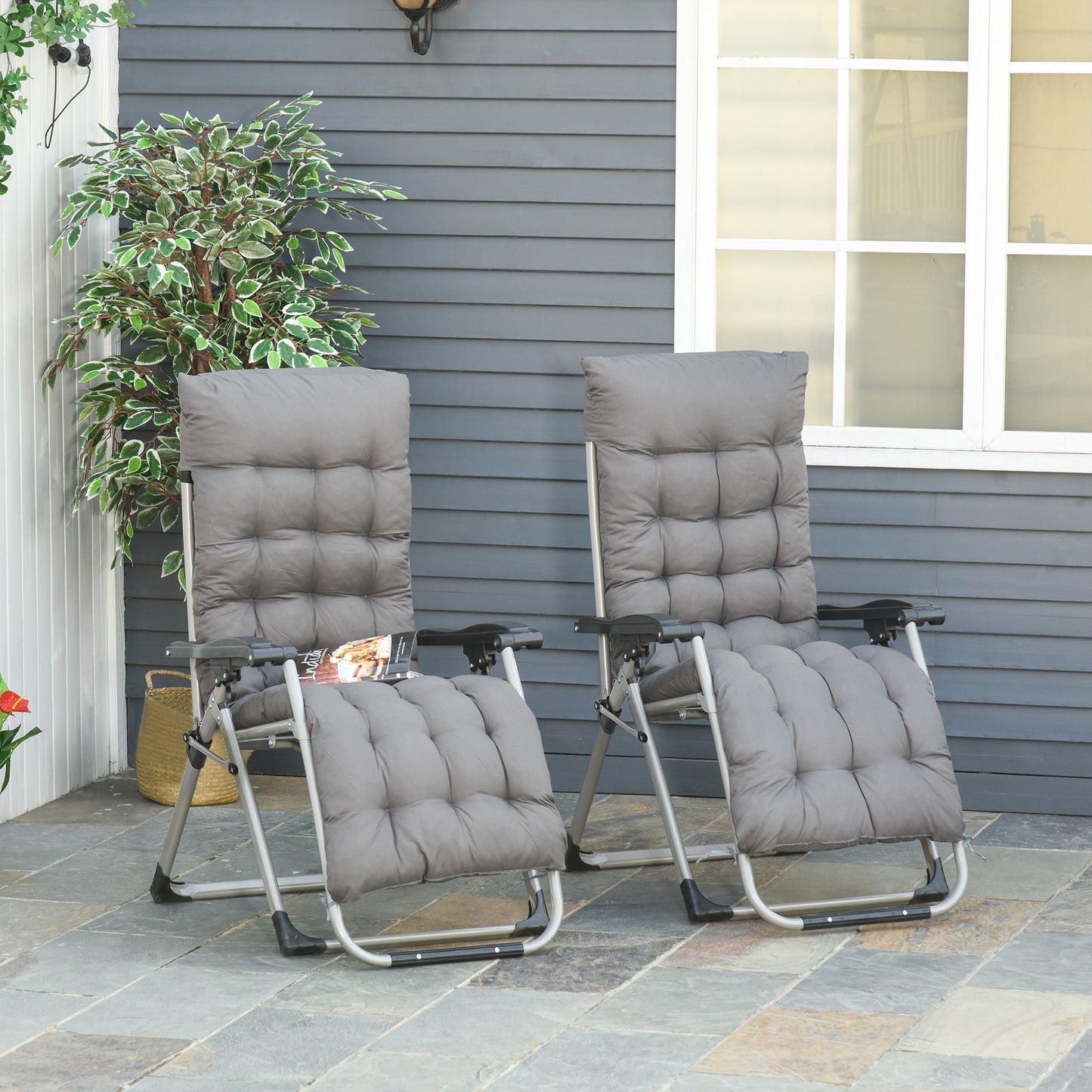 2pc Reclining Zero Gravity Sun Loungers