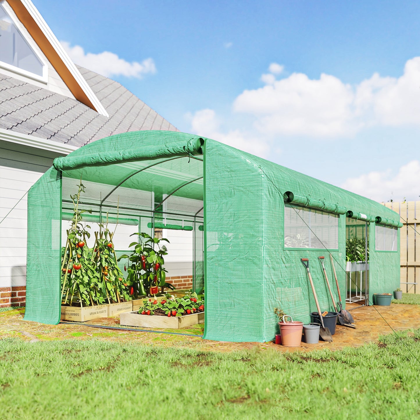19 x 9.8ft Walk-In Polytunnel Greenhouse