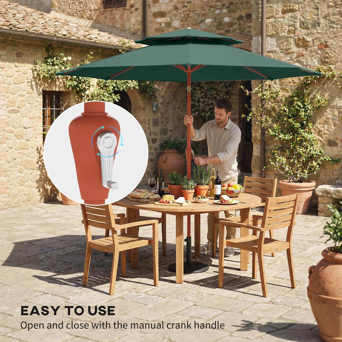 2.7 m Garden Parasol with Double Top Outdoor Market Table Umbrella