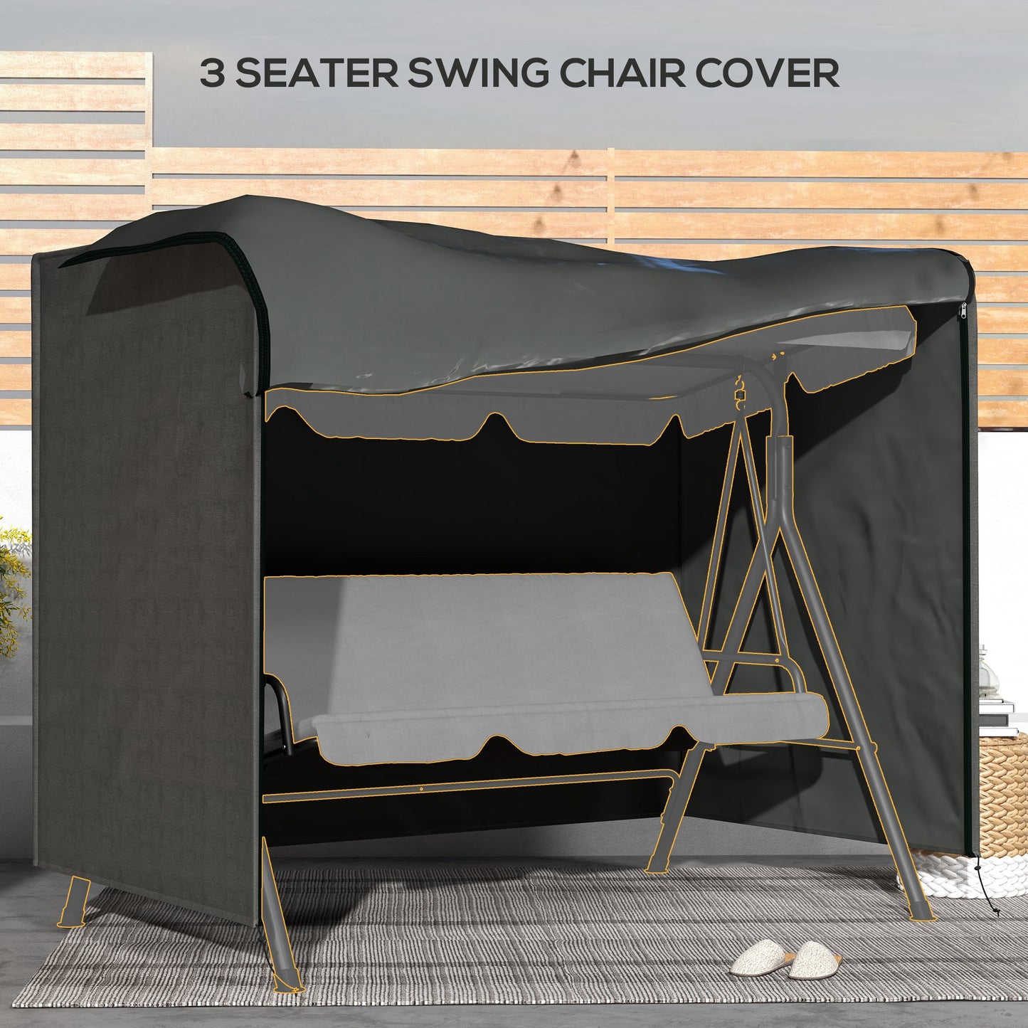 205 x 124cm Three-Seater Swing Chair Protective Cover