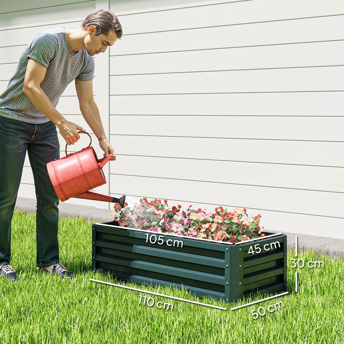 Set of Two 110 x 65cm Steel Planter Boxes