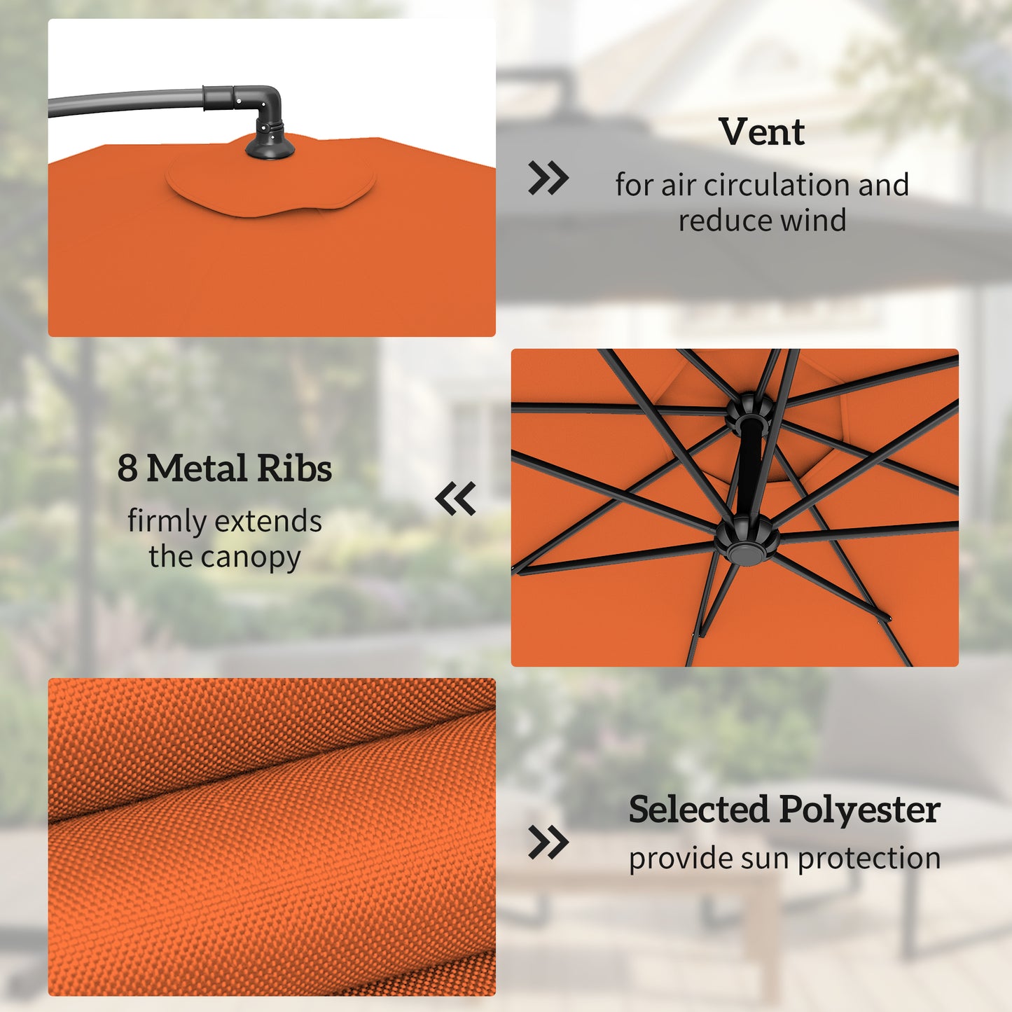3m Overhanging Parasol, with Base, Weights and Cover