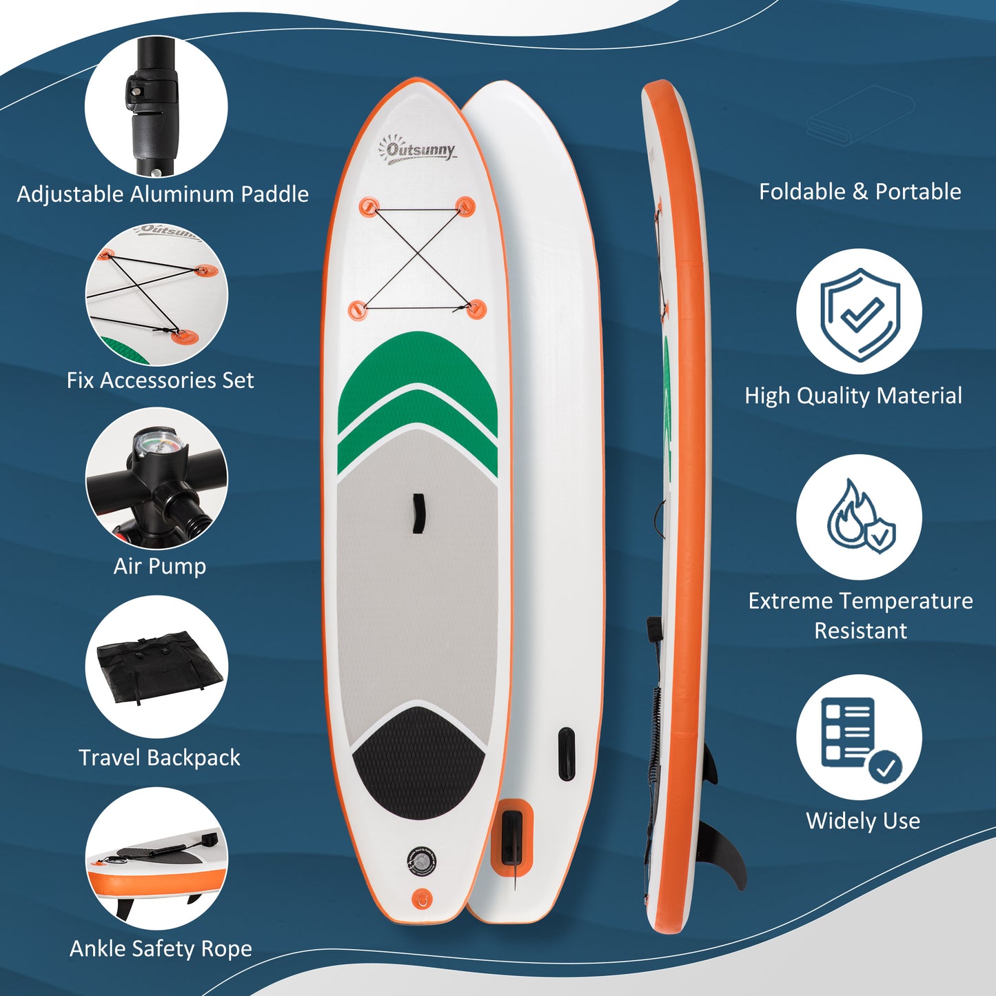 10'6" x 30" x 6" Inflatable Stand Up Paddle Board