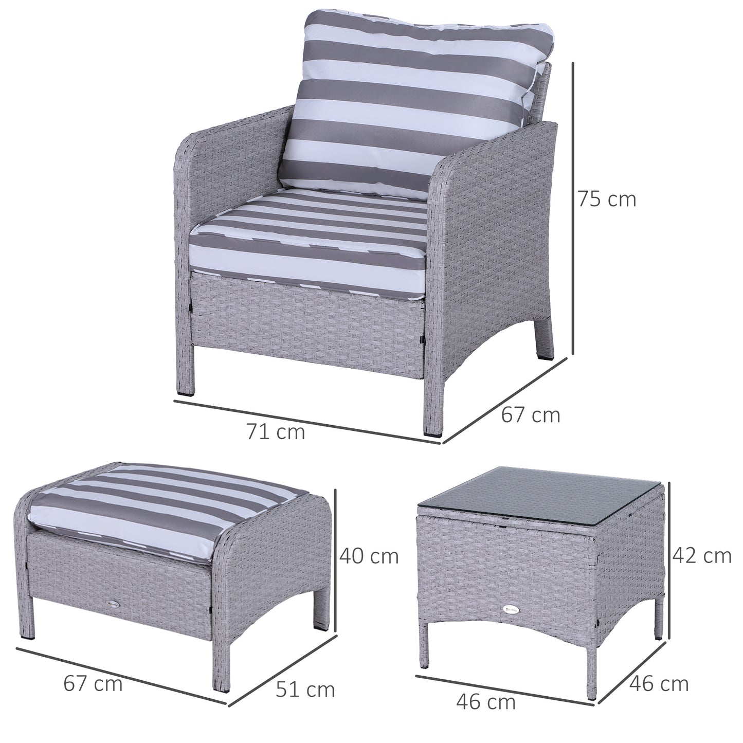 5 Pieces PE Rattan Garden Furniture Set