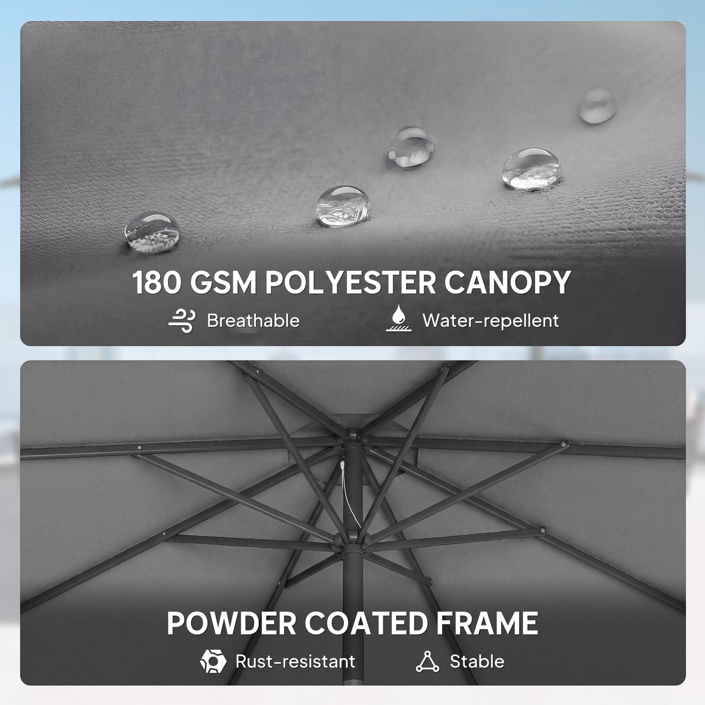 2.7 m Garden Parasol Umbrella with Cross Base and Sandbag