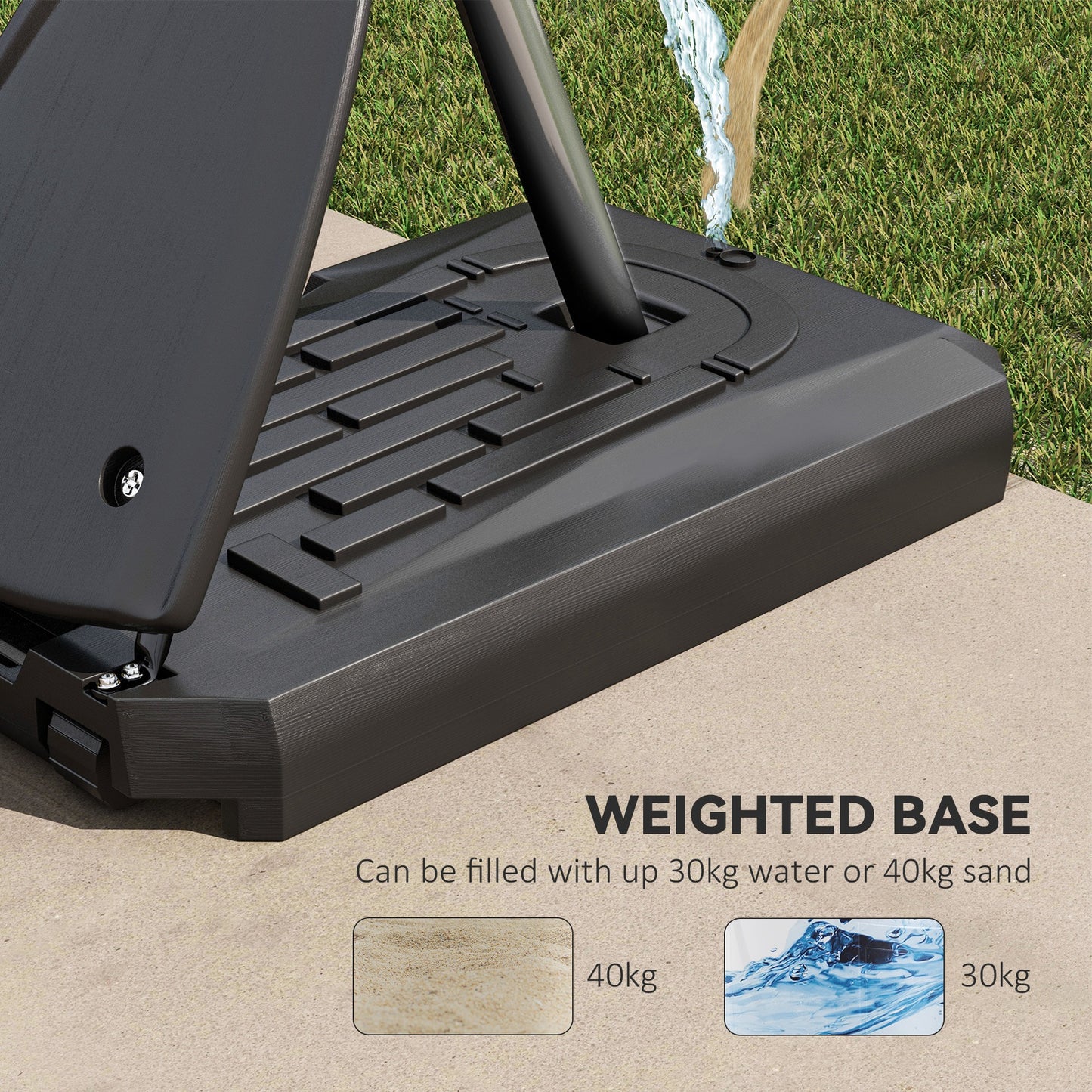 2.4-2.9m Adjustable Basketball Hoop and Stand with Weighted Base