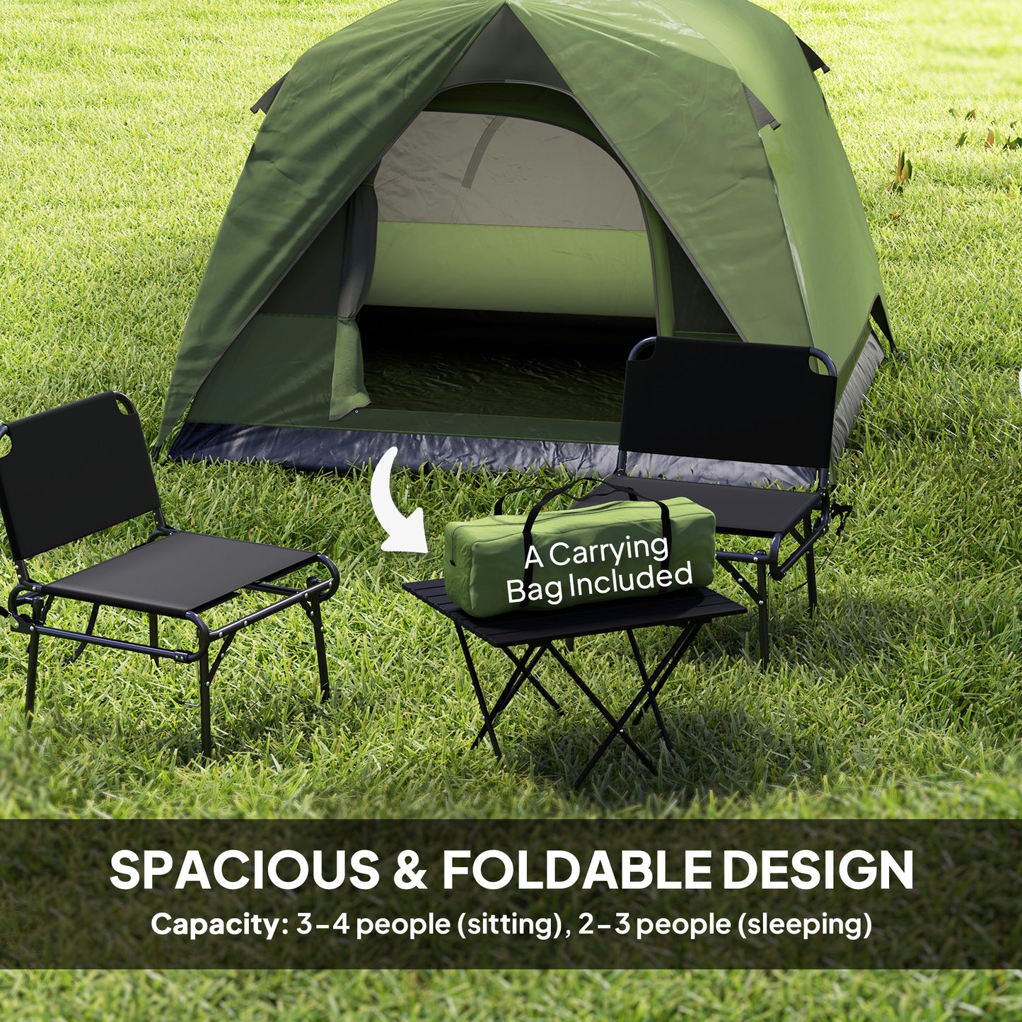 3-4 Person Camping Tent, Easy Set Up Waterproof Dome Tent (1)