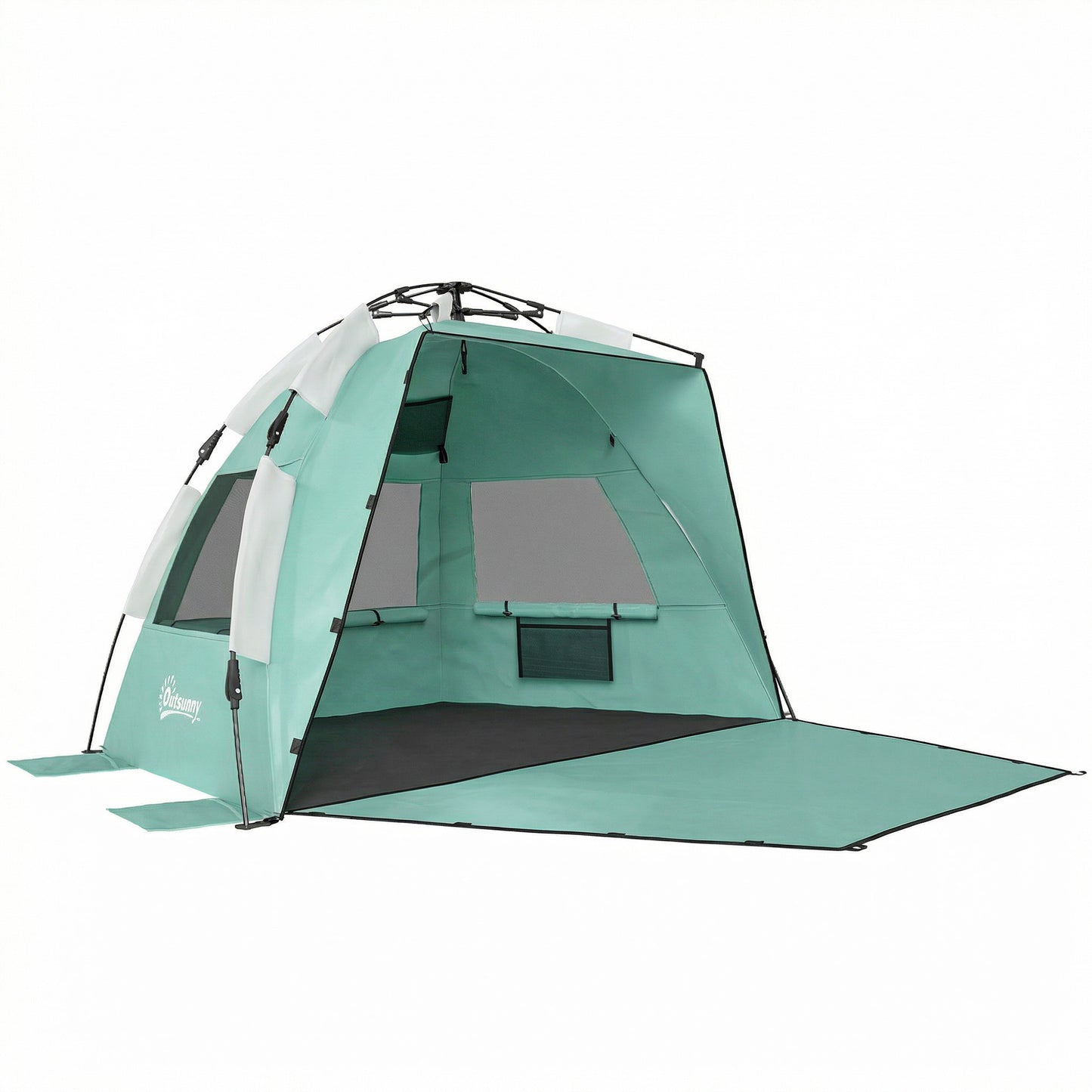 2-3 Person Pop Up Beach Tent, UPF15+ Sun Shelter with Extended Floor