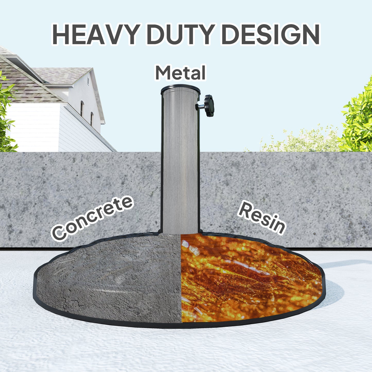 12kg Garden Parasol Base, Round Resin Garden Umbrella Base