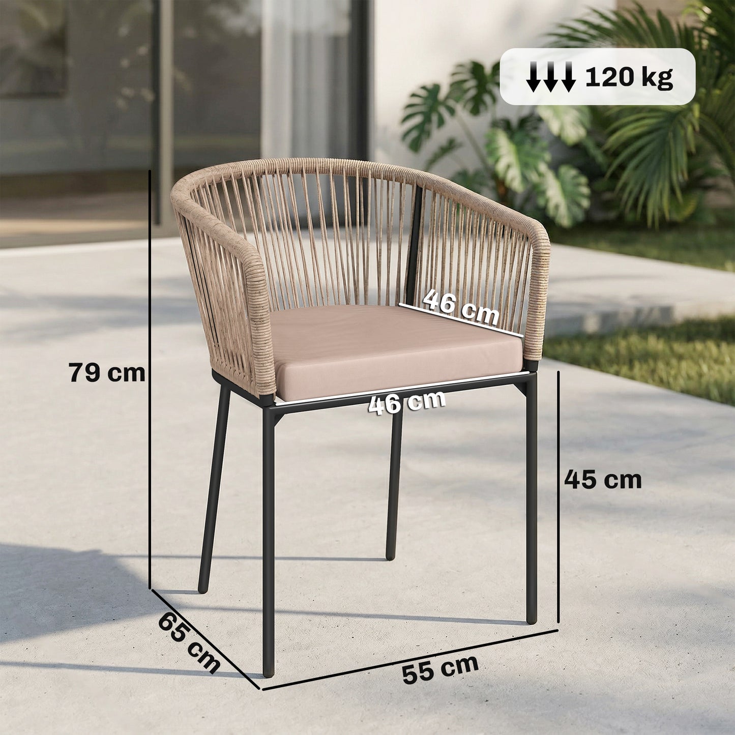 Garden Chairs Set of 2, Rattan Garden Dining Chairs
