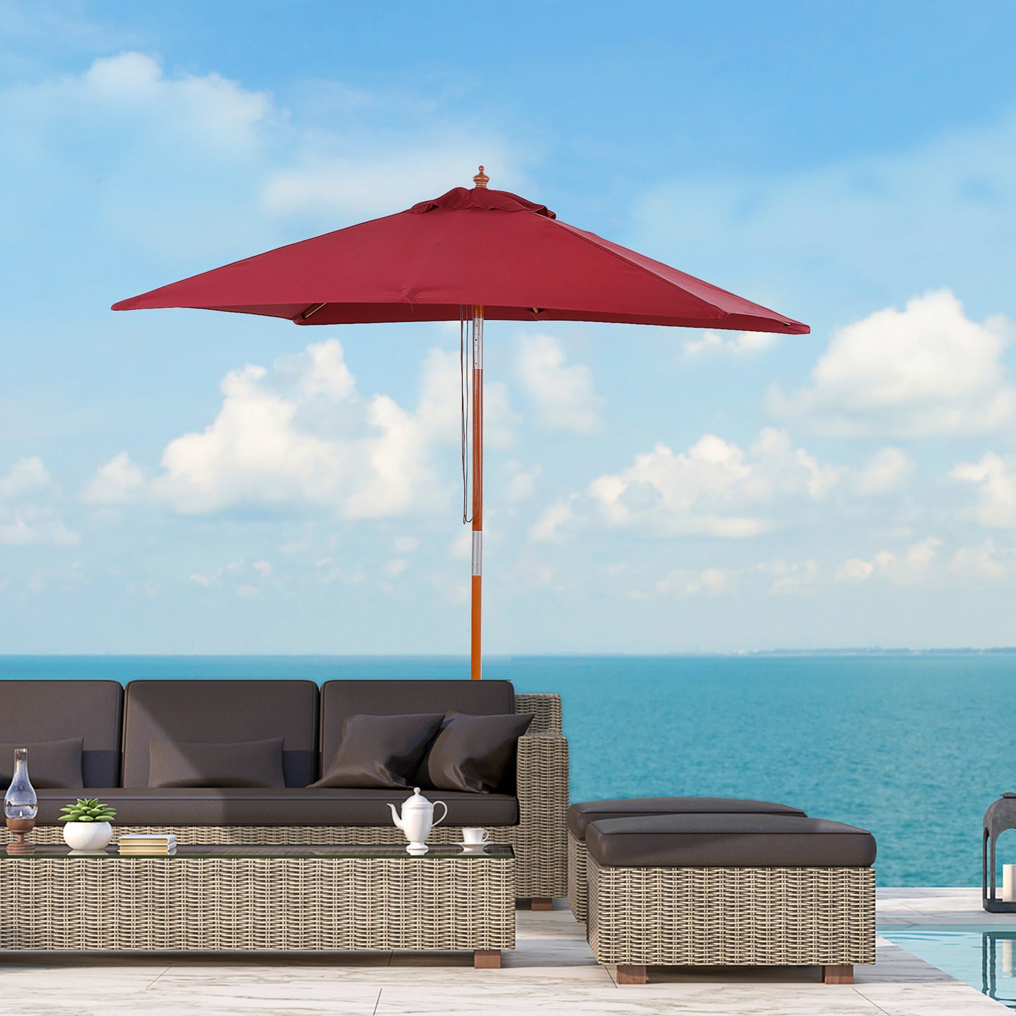 2m x 1.5m Garden Parasol Umbrella with Tilting Sunshade Canopy