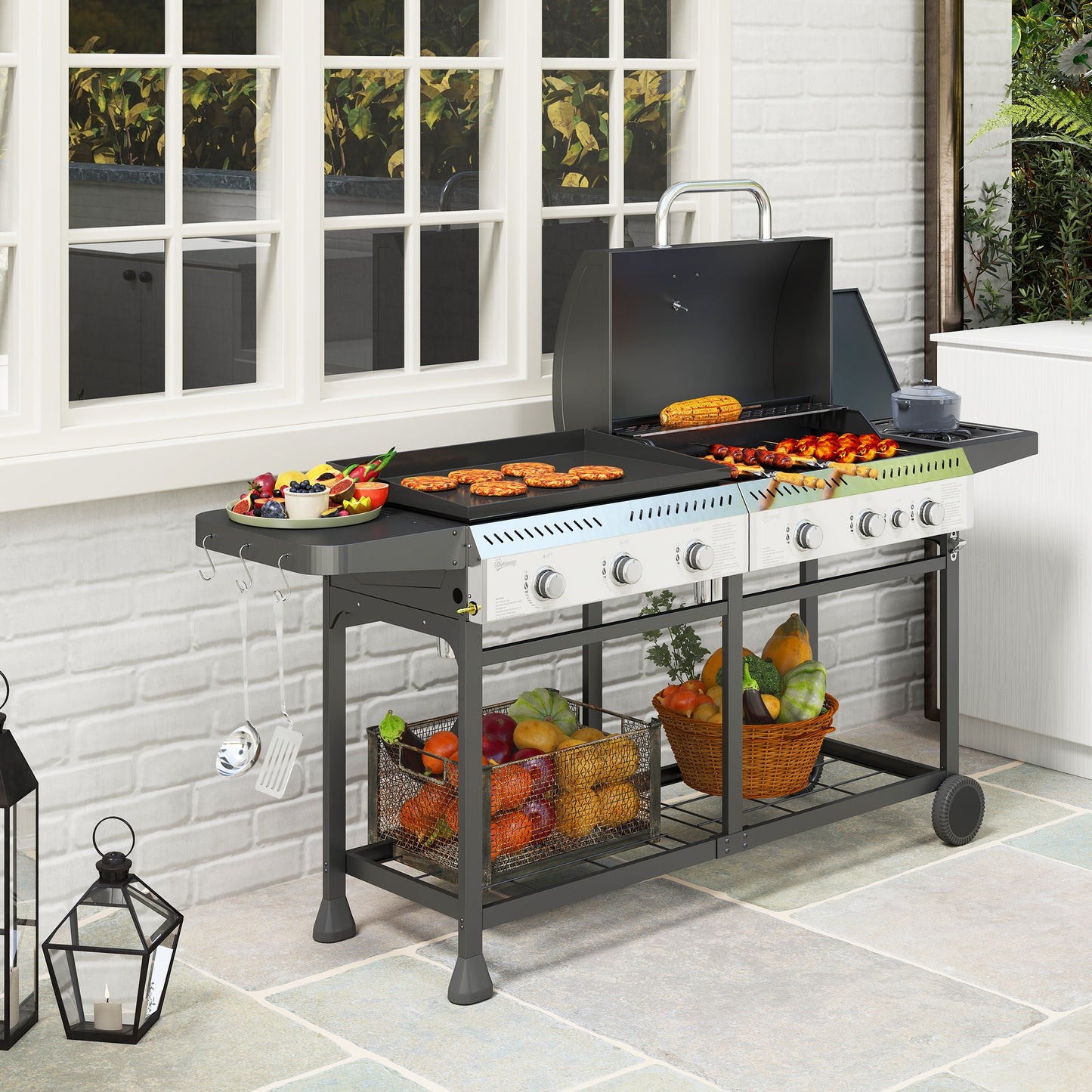 Deluxe Duo Gas BBQ, with Grill, Plancha and Side Burner