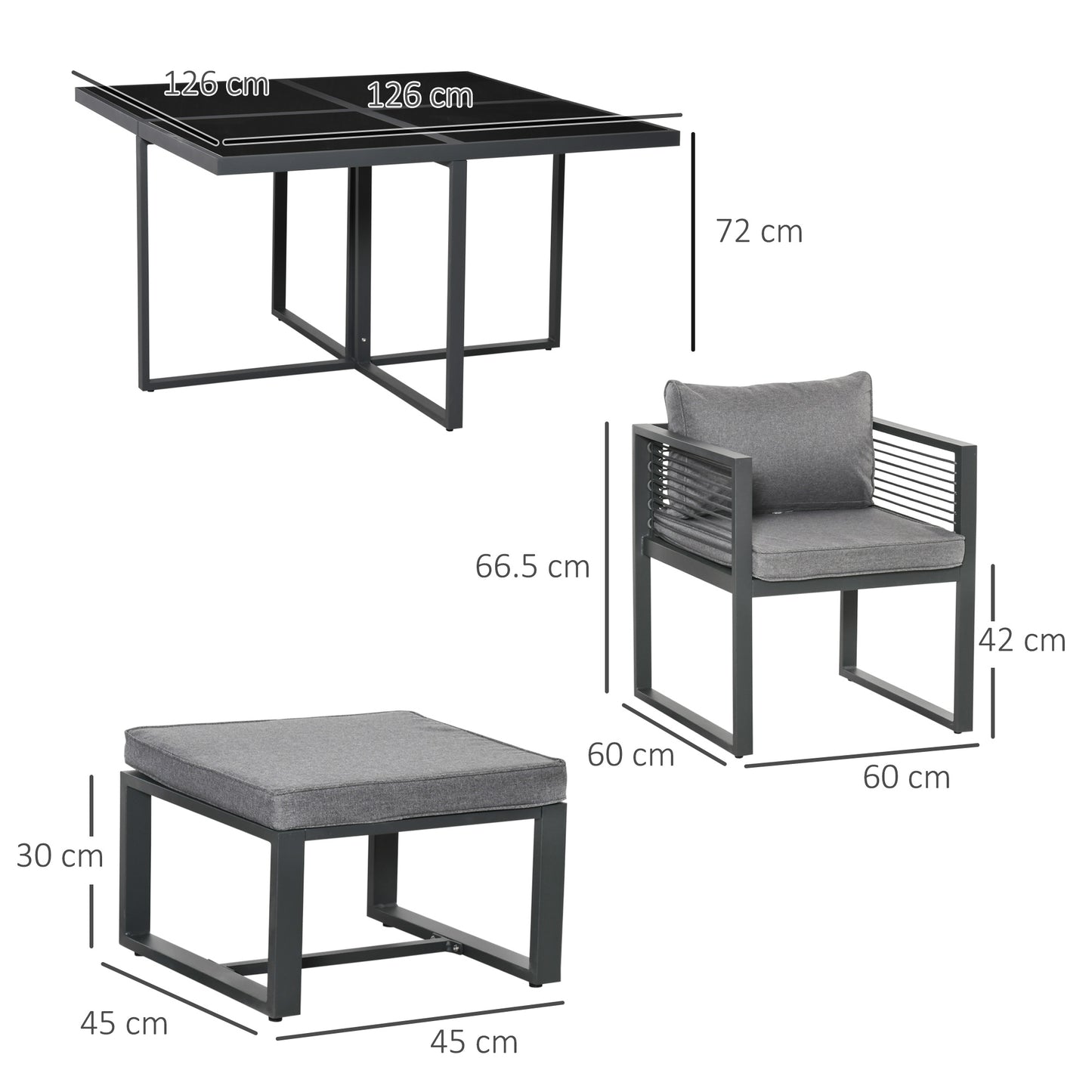 Nine-Piece Aluminium Garden Set, with Glass-Top Table
