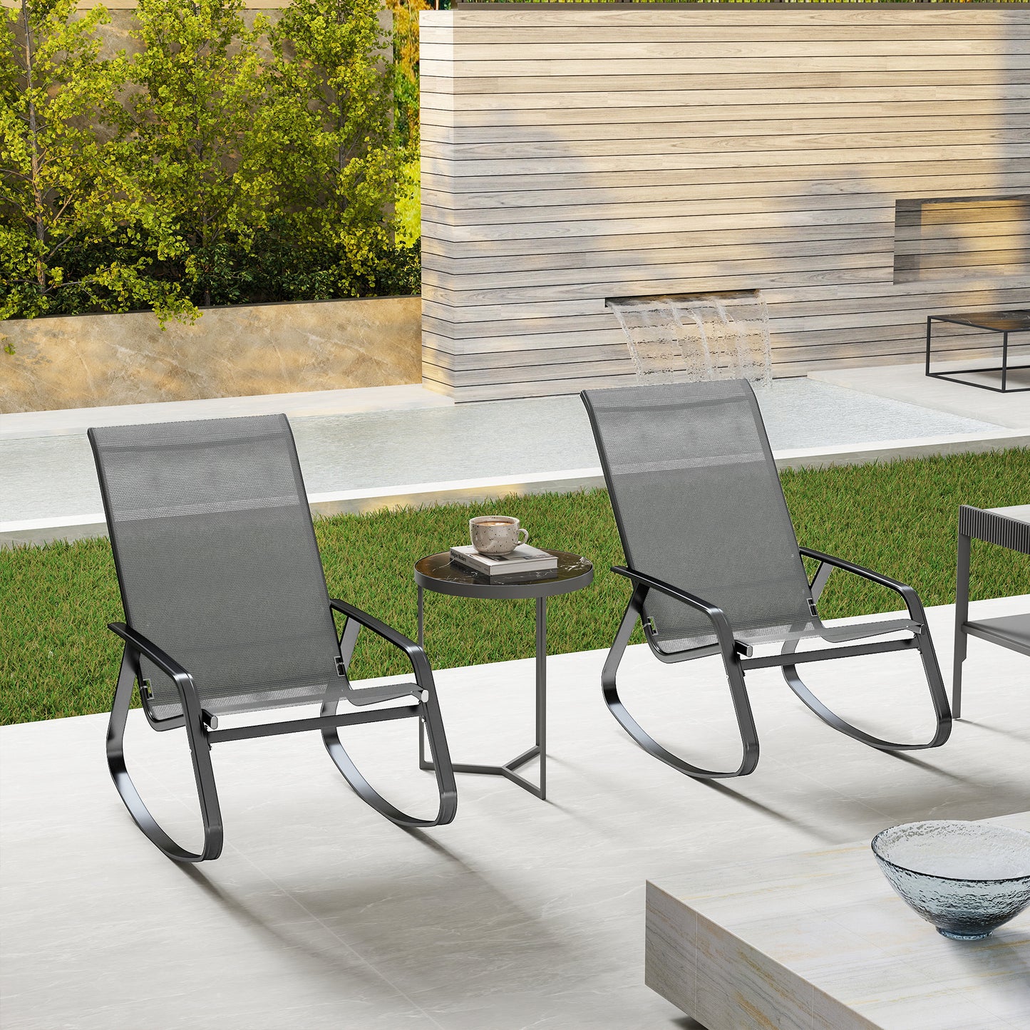 Set of Two Rocking Garden Chairs
