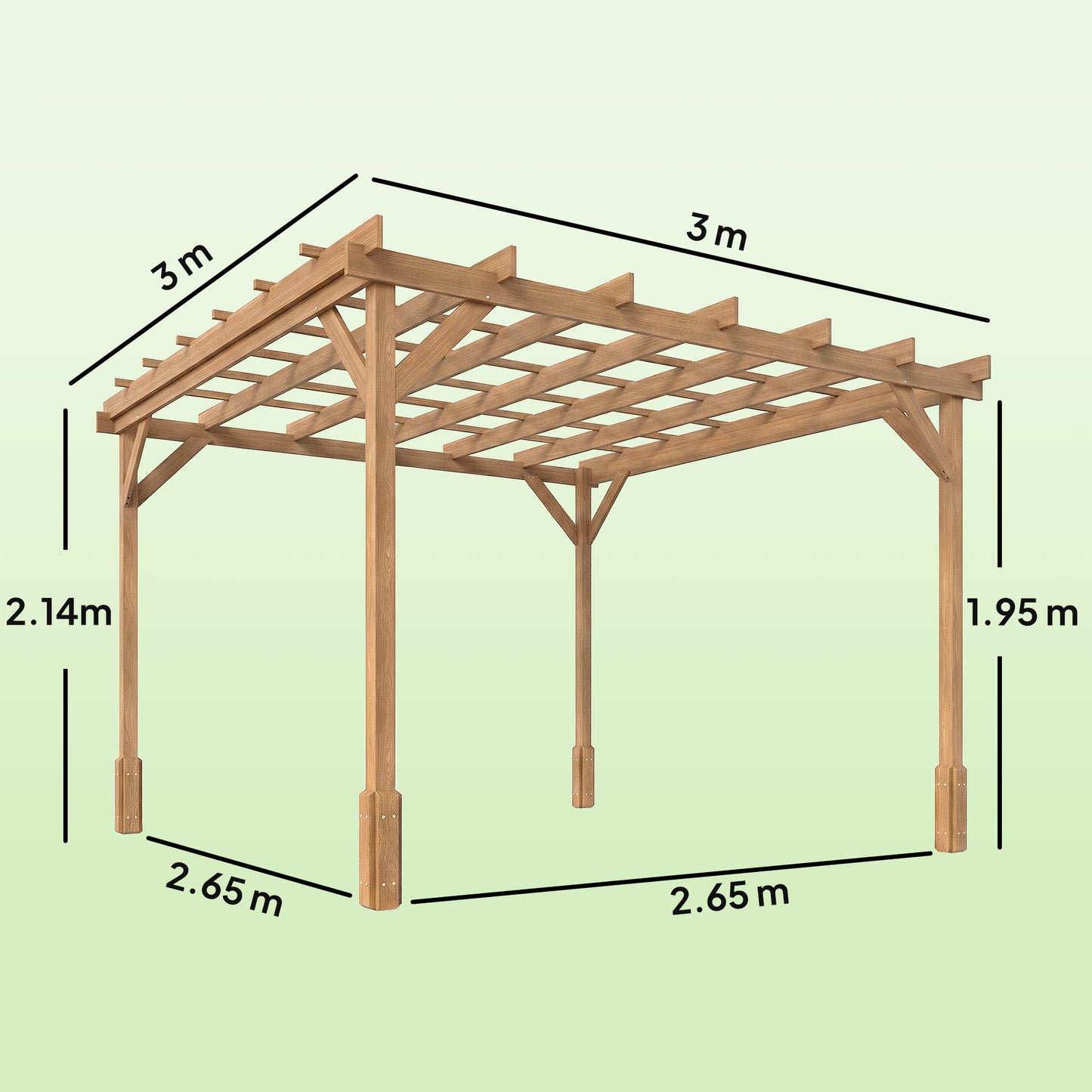 3 x 3 m Wooden Pergola Kit (1)