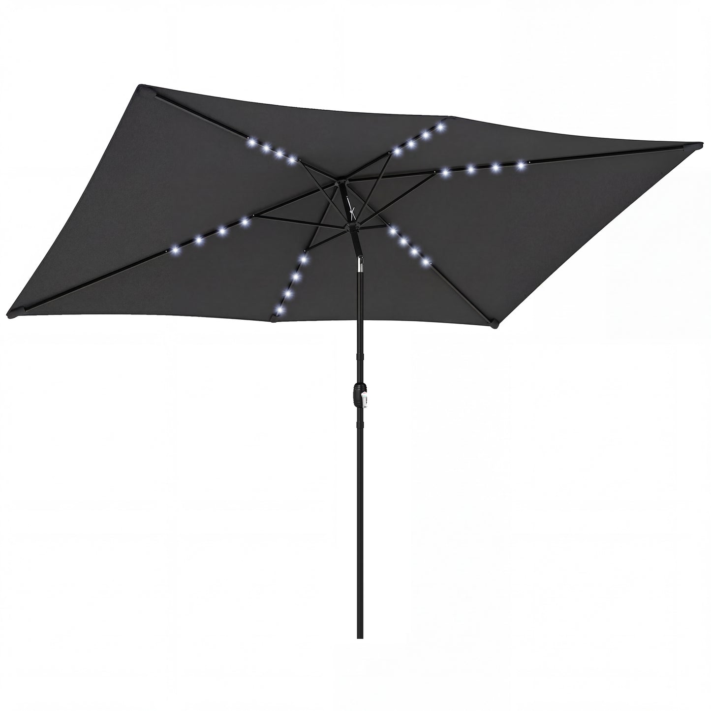 3 x 2 m Garden Parasol Umbrella with LED Solar Light, Parasol Cover