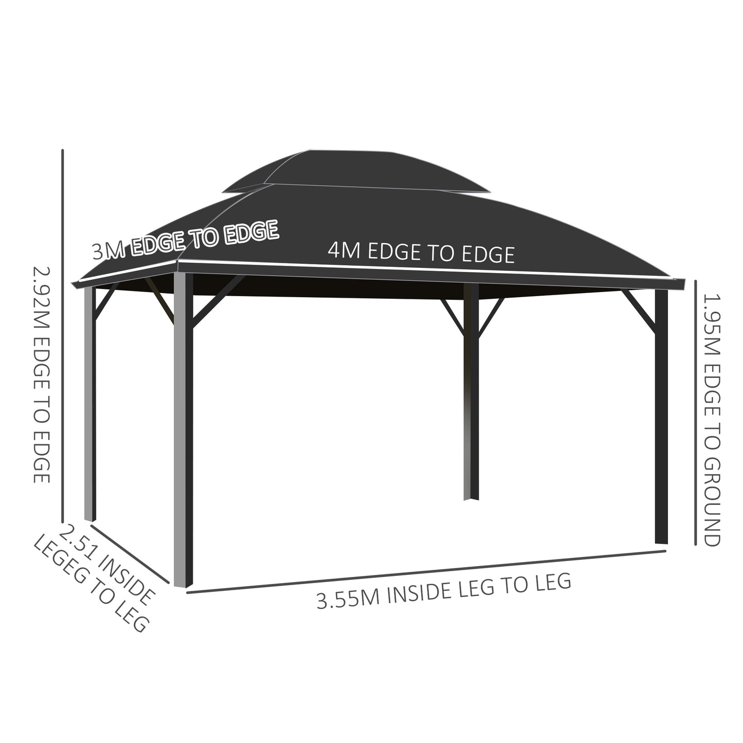 4 x 3m Aluminium Frame Hard Gazebo, with Accessories