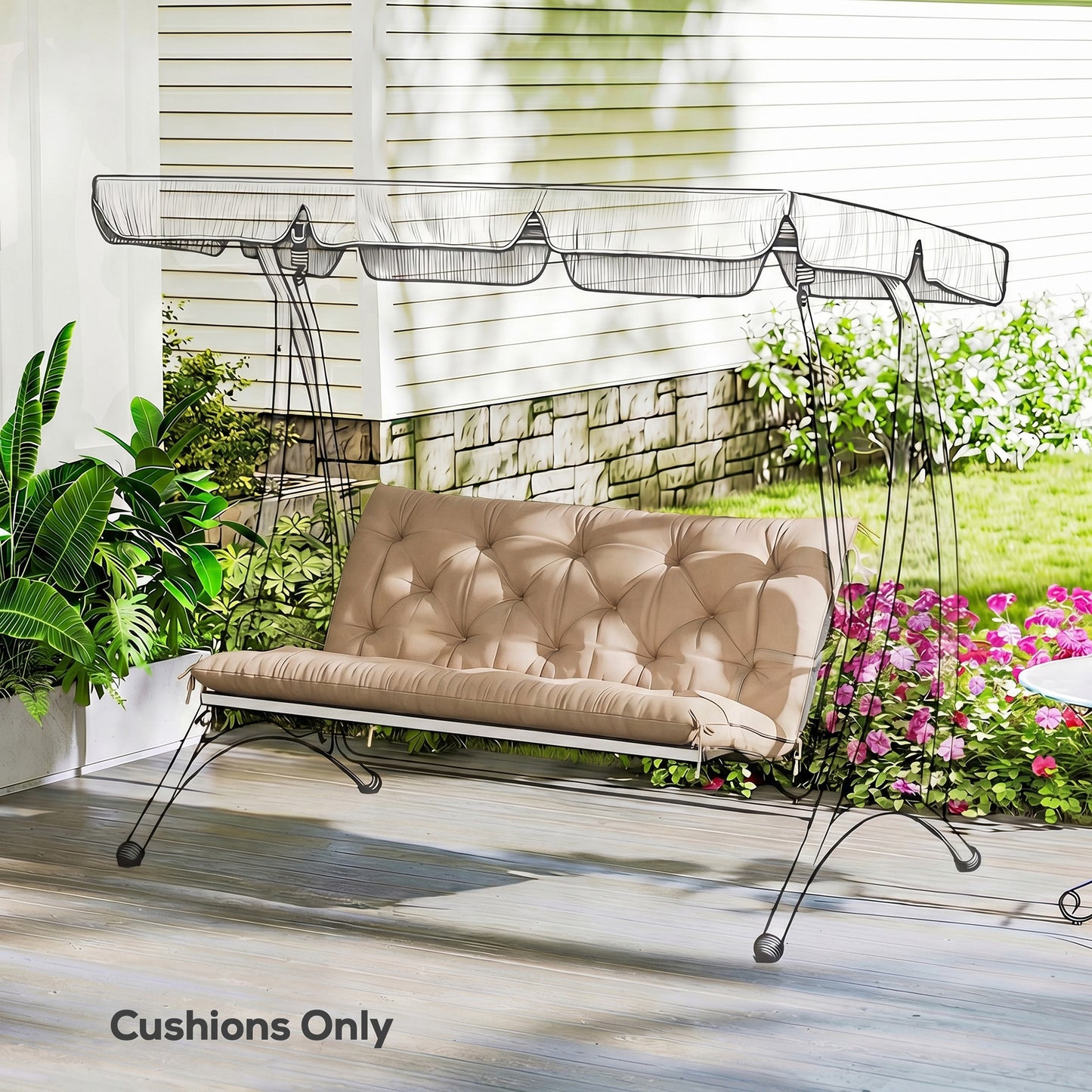 Garden Bench Cushion, 2 Seater Swing Chair Cushion