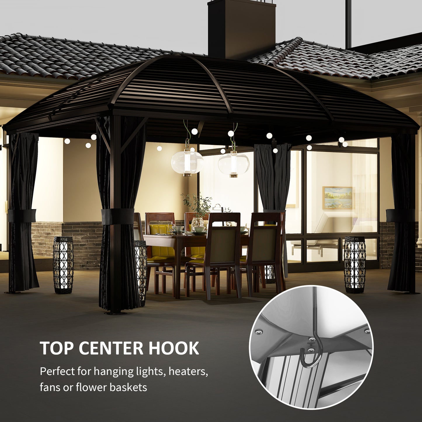 3 x 4m Hardtop Gazebo Canopy with Metal Roof