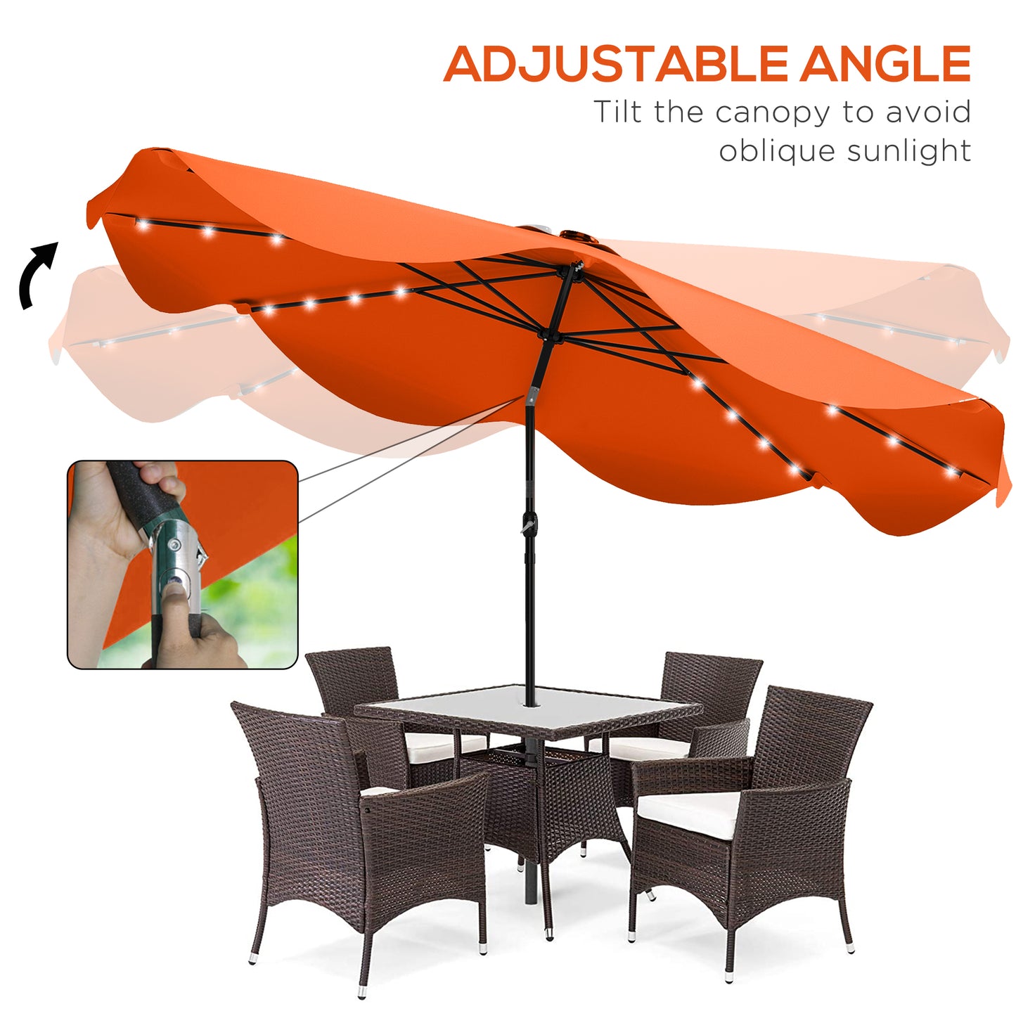 Solar Patio Umbrella with LED and Tilt