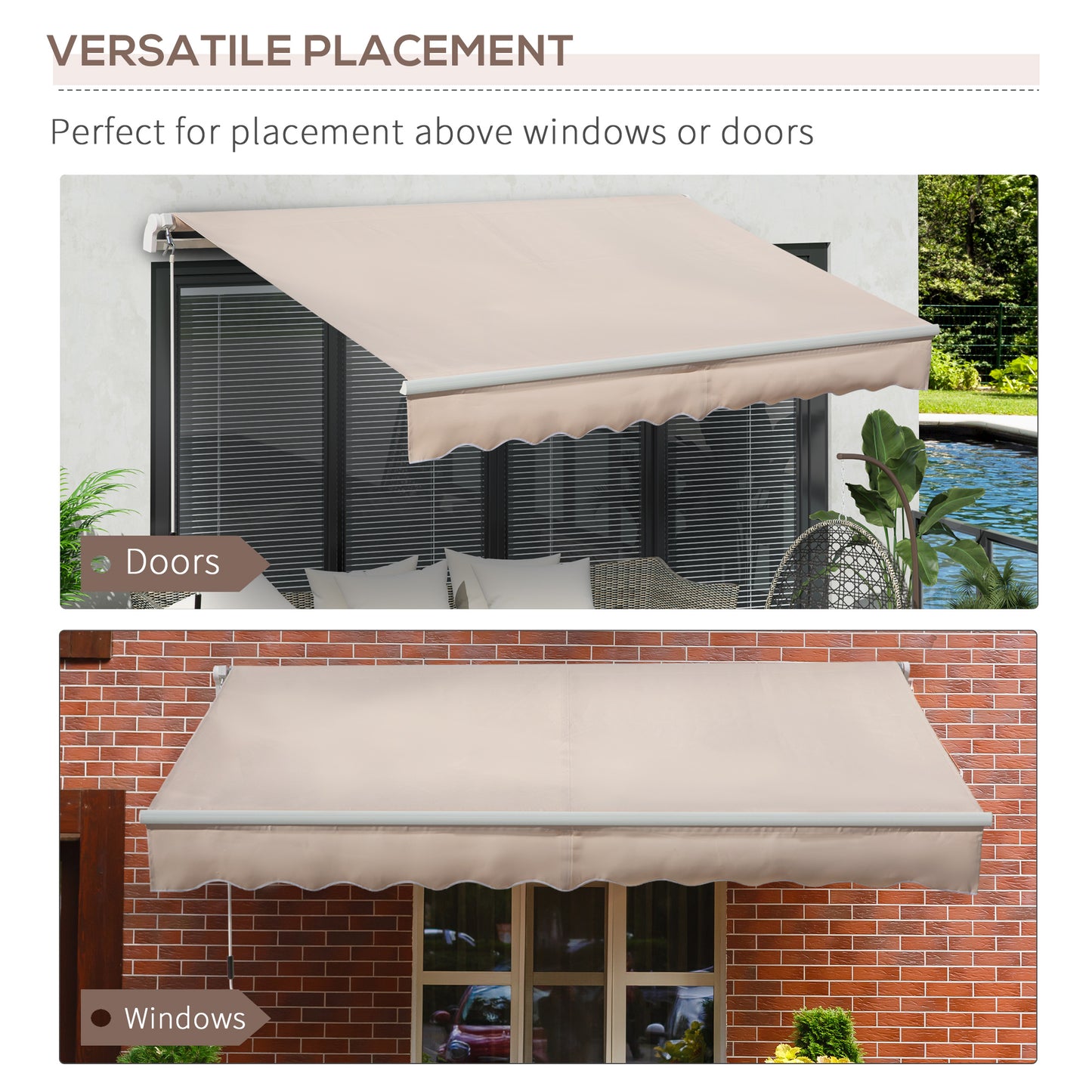 Awning Canopy Manual Retractable Porch Sun Shade Shelter 3 x 2m